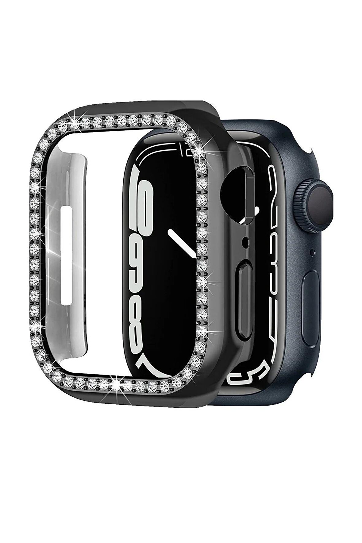 Megafox Apple Watch 2/3/4/5/6/7/8/Se 44mm Uyumlu Taşlı Kasa Koruyucu Şık Renkli Sert PC 360 Koruma