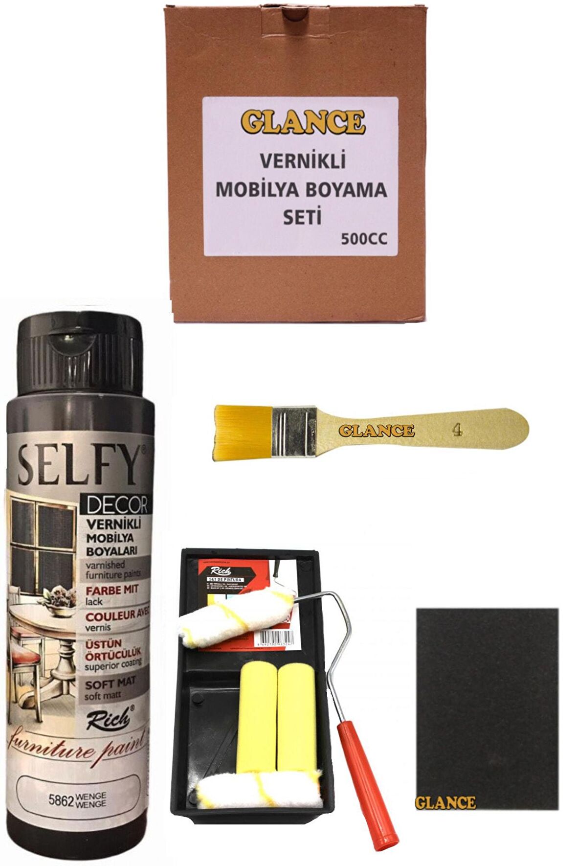 Rich Selfy Decor 500 Cc Wenge Kendinden Vernikli Mobilya Boyama Seti