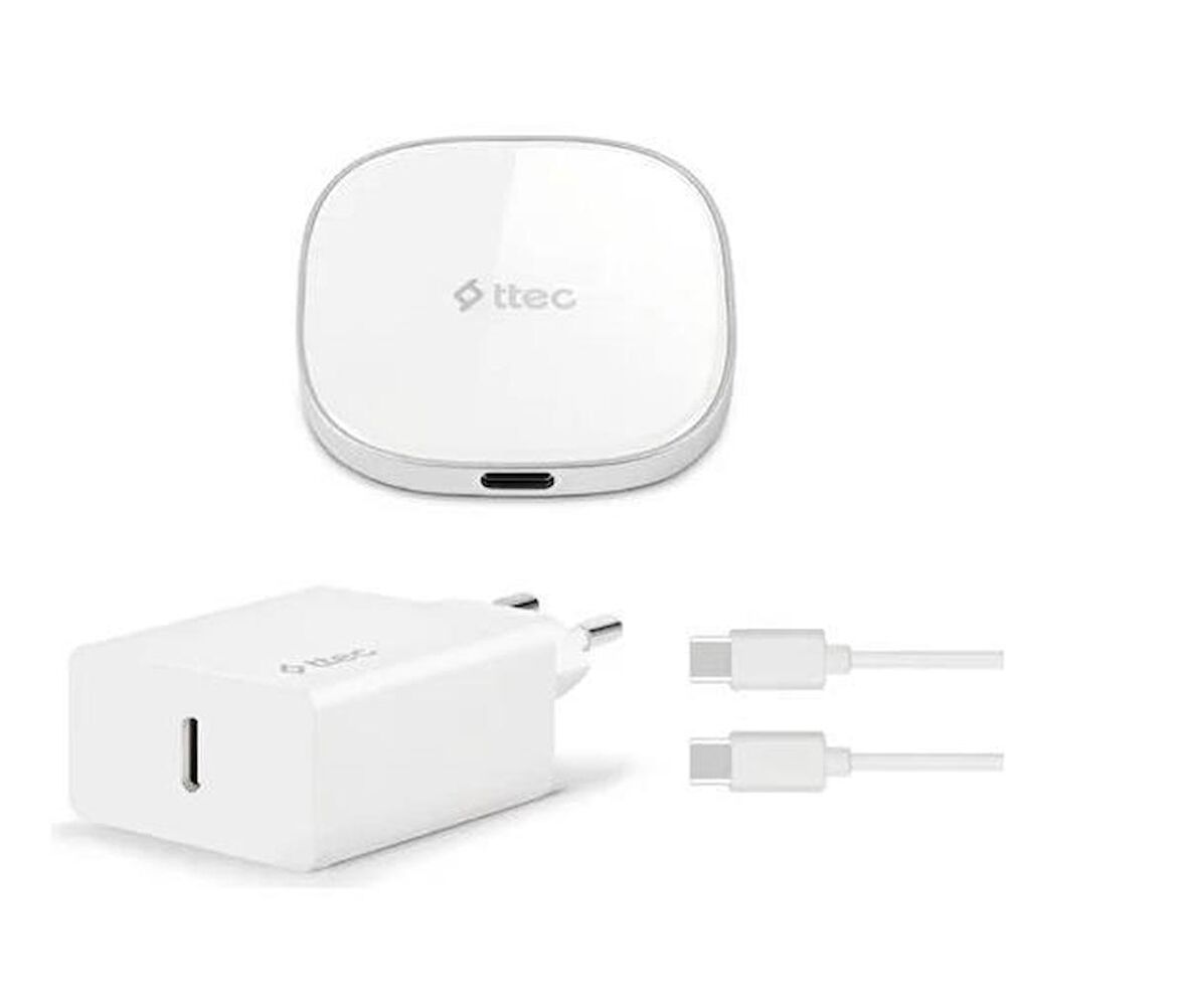 Ttec Akım Koruma 20W Şarj Başlığı + 15W Kablosuz Şarj Cihazı Magsafe İphone 12 13 14 15 Pro Max Şarj