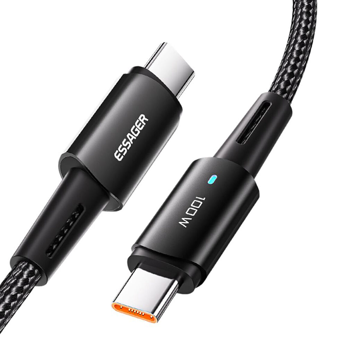 Essager 100W 5A Type C To Type C Süper Hızlı Şarj ve Data Kablosu, Kopmaz Örgü Tipi Süper Dayanıklı Kablo 2 Metre