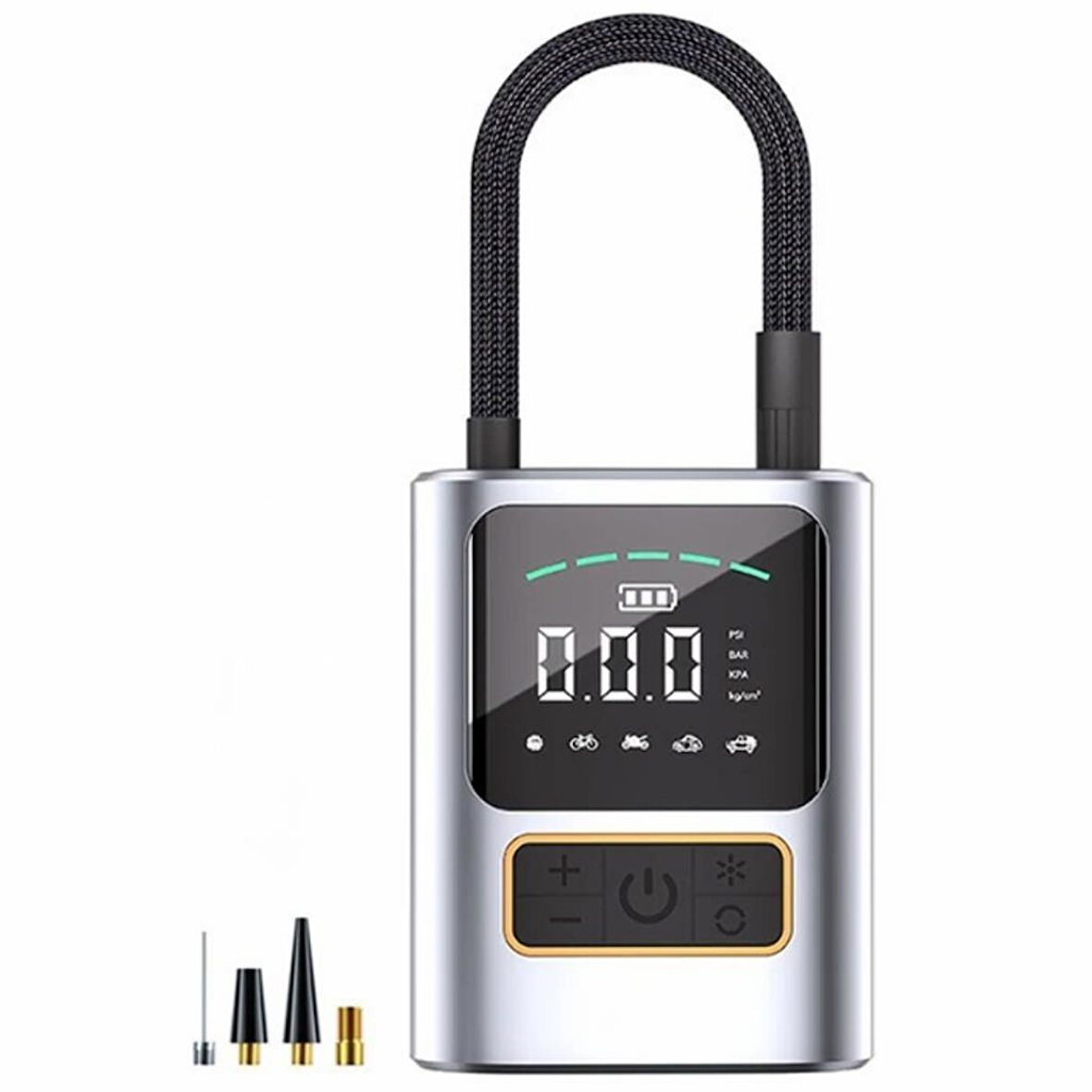 Polham 60W 4000mAh Şarjlı 150PSİ Ultra Hızlı Lastik Şişirme Hava Kompresörü, Araç,Motor,TOP Şişirme Pompası
