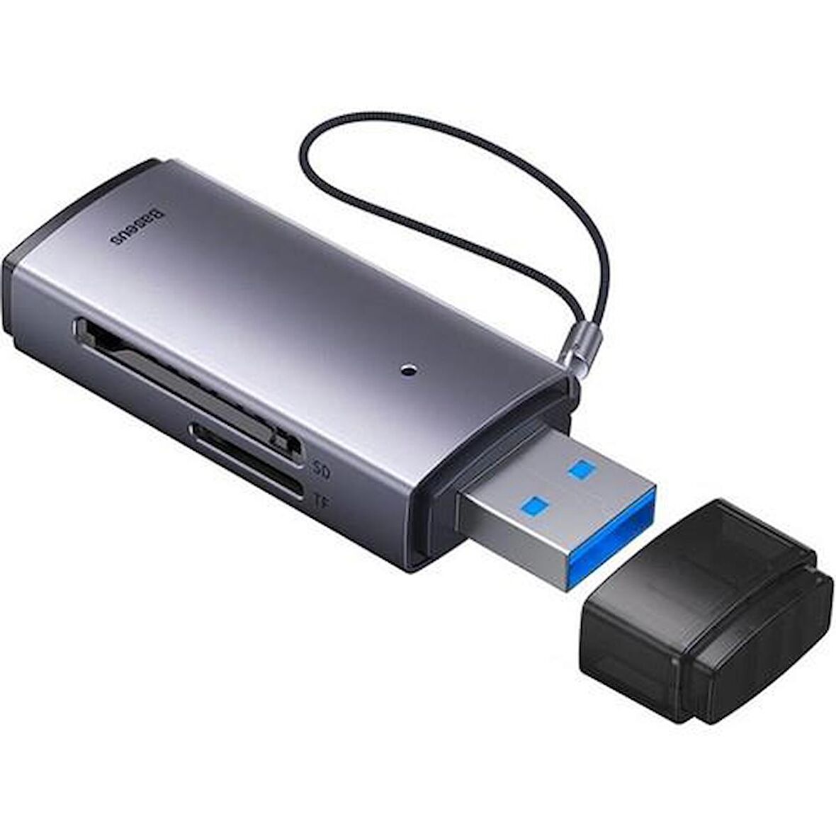 BASEUS USB To SD-Micro SD Hafıza Kart Okuyucu Adaptör, USB 3.0 Led Işıklı Card reader 