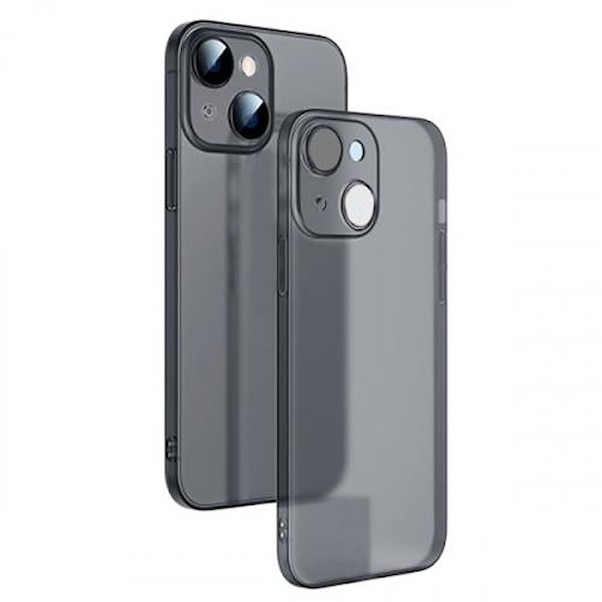 Polham 0.3mm iPhone 14 Plus 6.7inch Kamera Korumalı Silikon Kılıf, Şeffaf Buzlu Magsafe Uyumlu Kılıf
