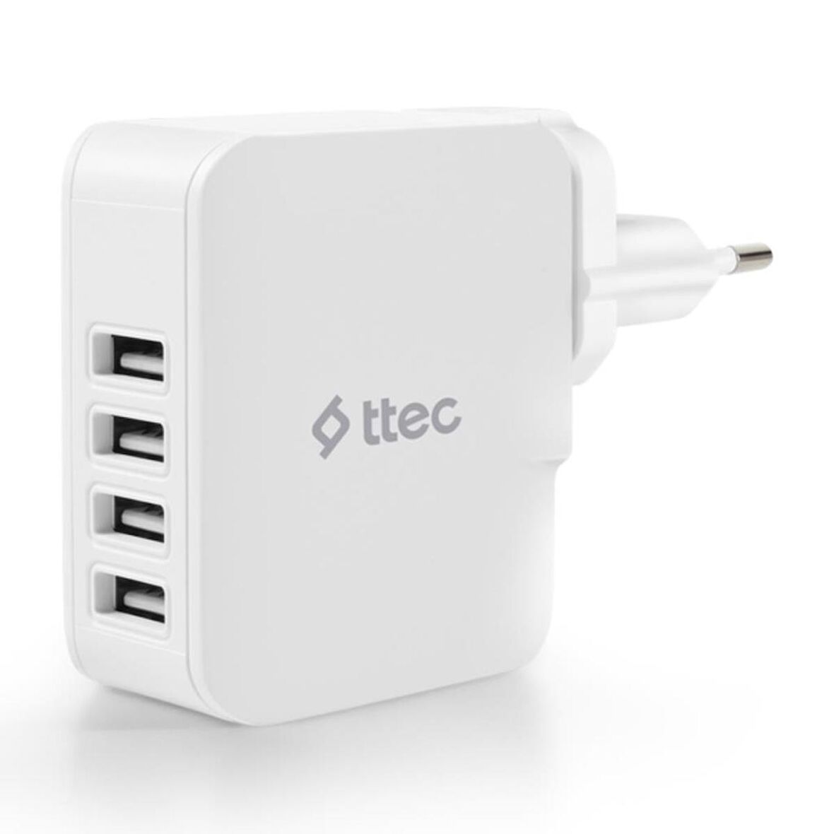 Ttec 5.1A 25W 4x USB Girişli Taşınabilir Şarj Adaptörü, Akım Korumalı ve Isı Önleyici Şarj Başlığı