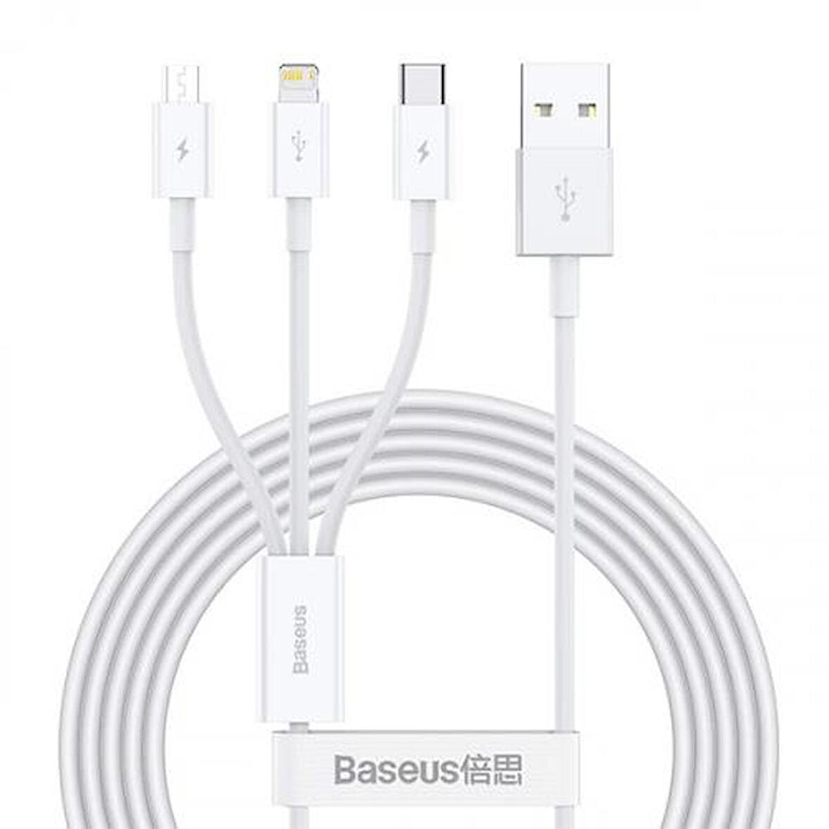 Baseus 1.5 Metre 3.5Amper Yüksek Hızlı 3in1 Type-C, İphone Lightning ve Micro Şarj ve Data Kablosu