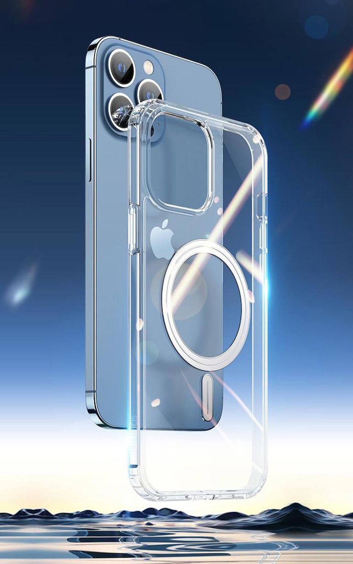 Coofbe iPhone 13 Pro 6.1 Magsafe Manyetik Şeffaf Silikon Kılıf, Darbe Emici, Sararmaz, TPU+PC
