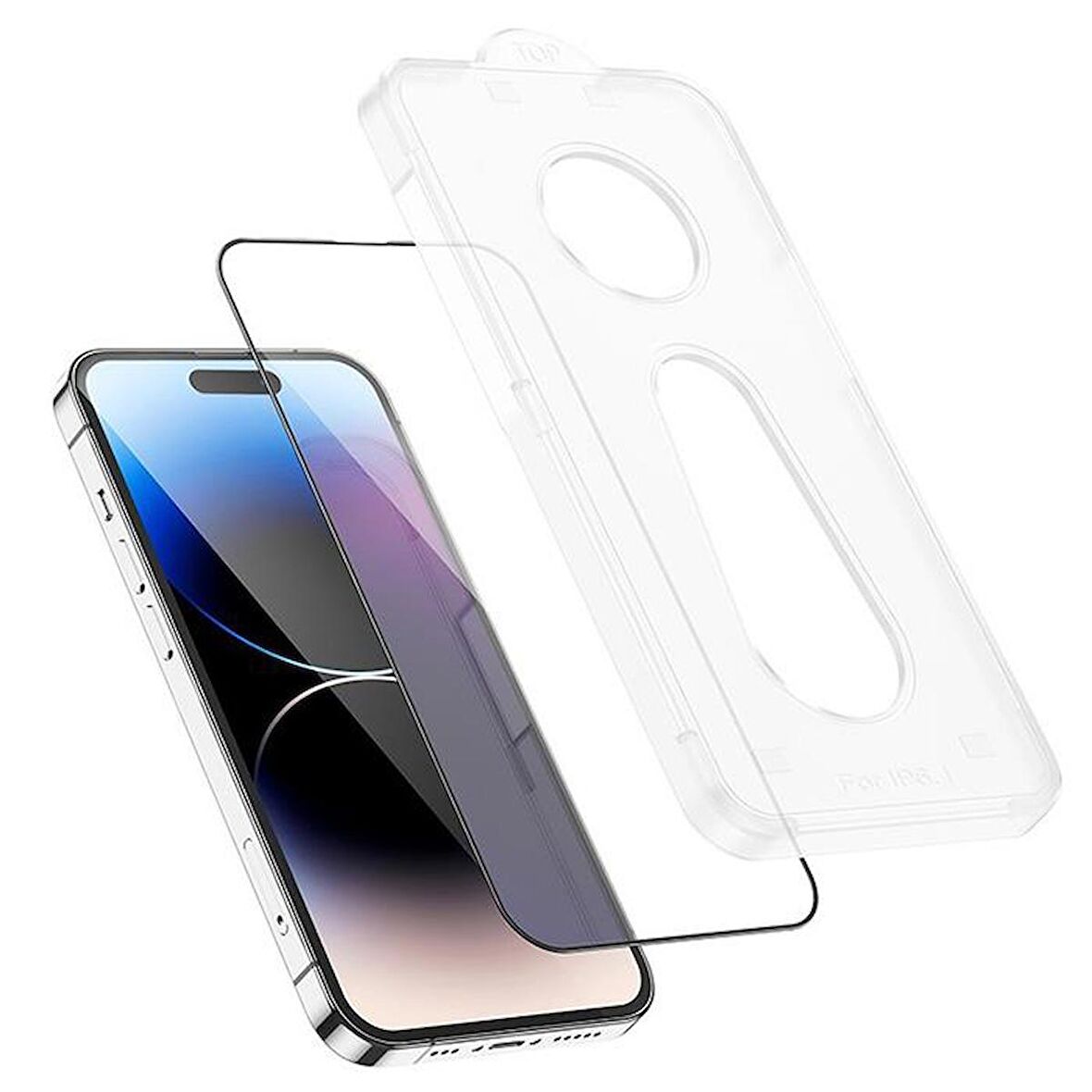 Polham Montaj Aparatlı 0.3MM iPhone 14 Pro 6.1 Ful Kaplama Kırılmaz Ekran Koruyucu, 9H Dayanıklı