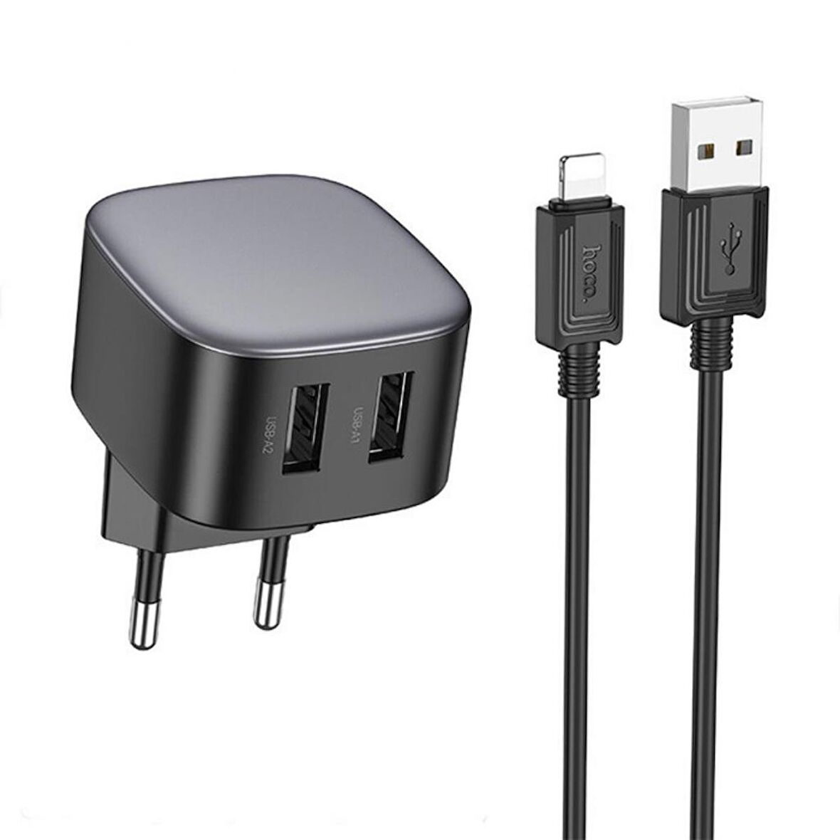 Polham HC 10.5W 2x USB Şarj Başlığı ve 1MT iPhone Lightning Kablolu Hızlı Şarj Adaptör Seti, Isı ve Akım Korumalı Şarj Aleti