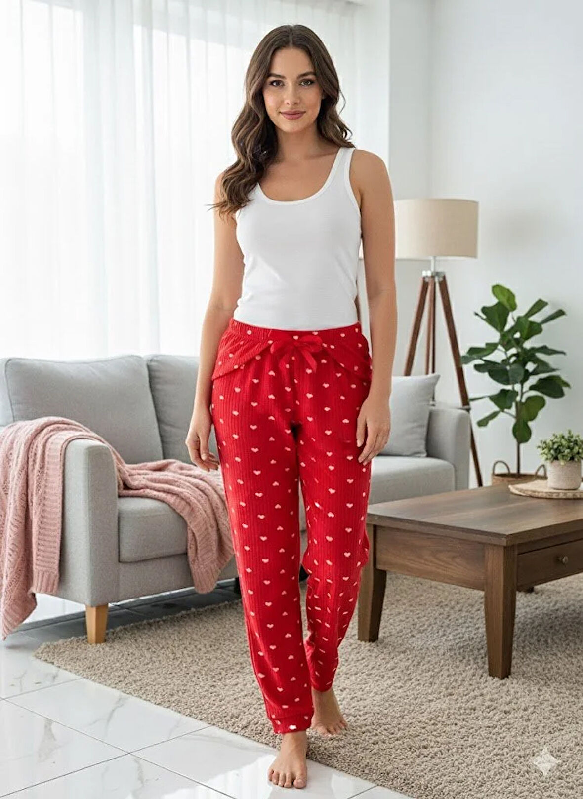 KADIN KIRMIZI POLAR PİJAMA ALTI
