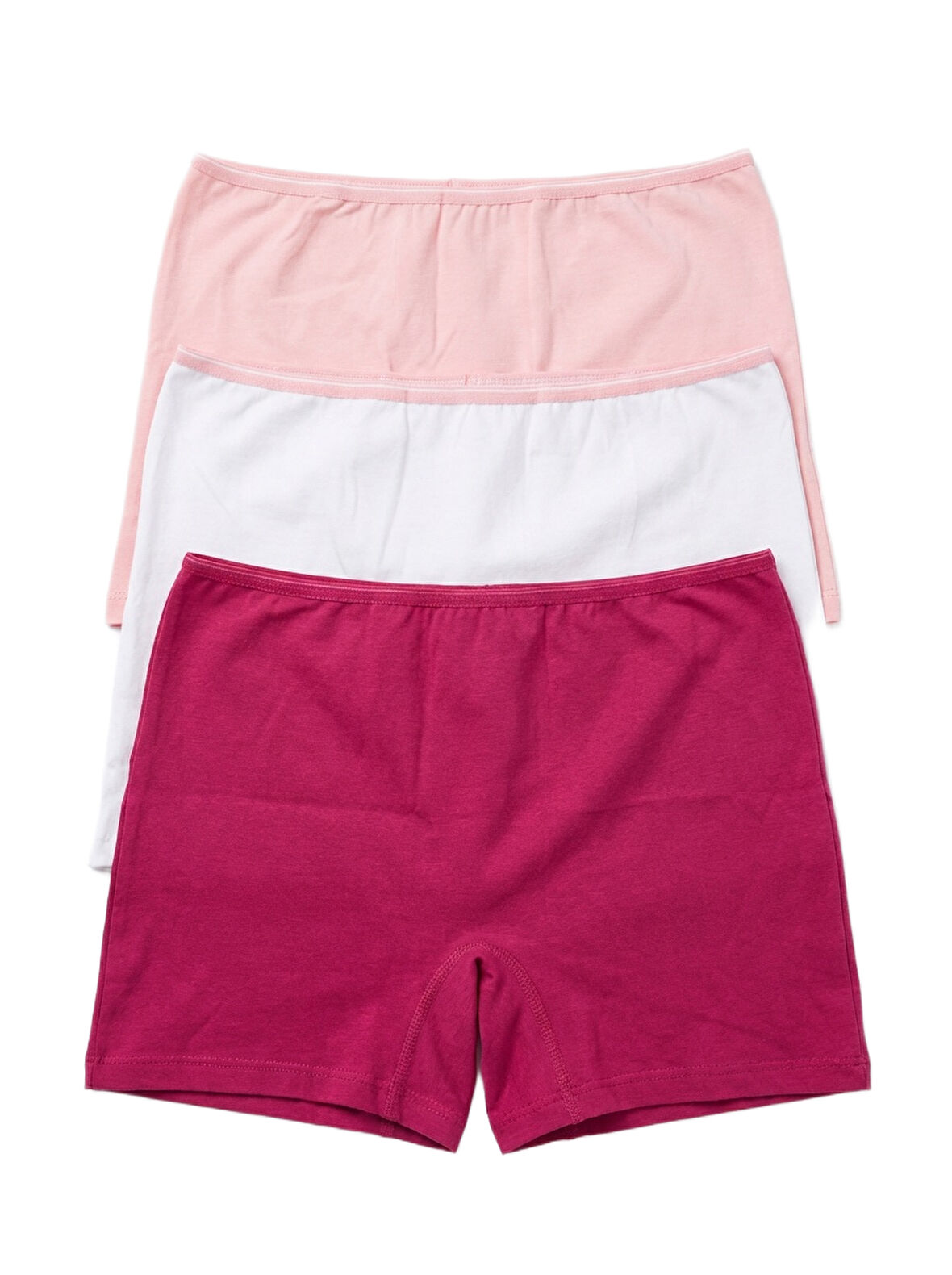 Kız Çocuk Boxer 3'lü Paket 1298 - Fuşya Pembe Beyaz