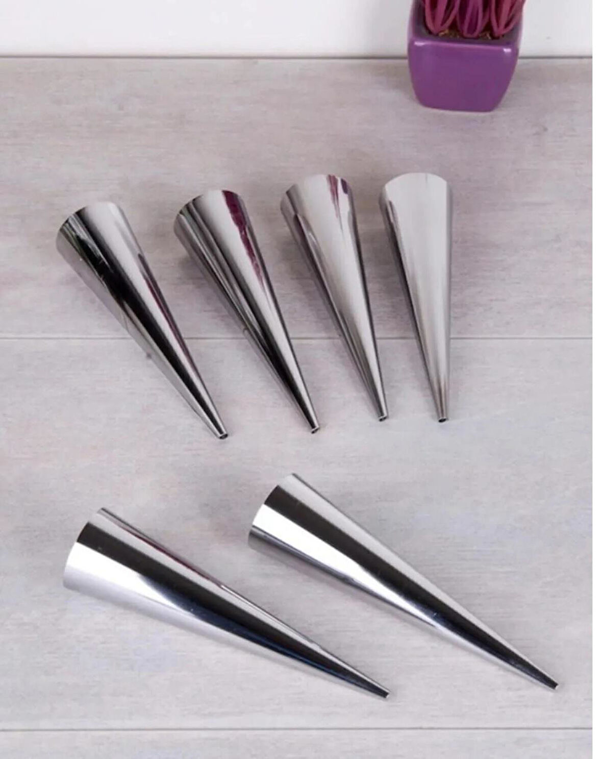 Paslanmaz Çelik Kornet Kalıbı Korneo Kalıbı 6'lı Set Kornet Kurabiye Kalıbı