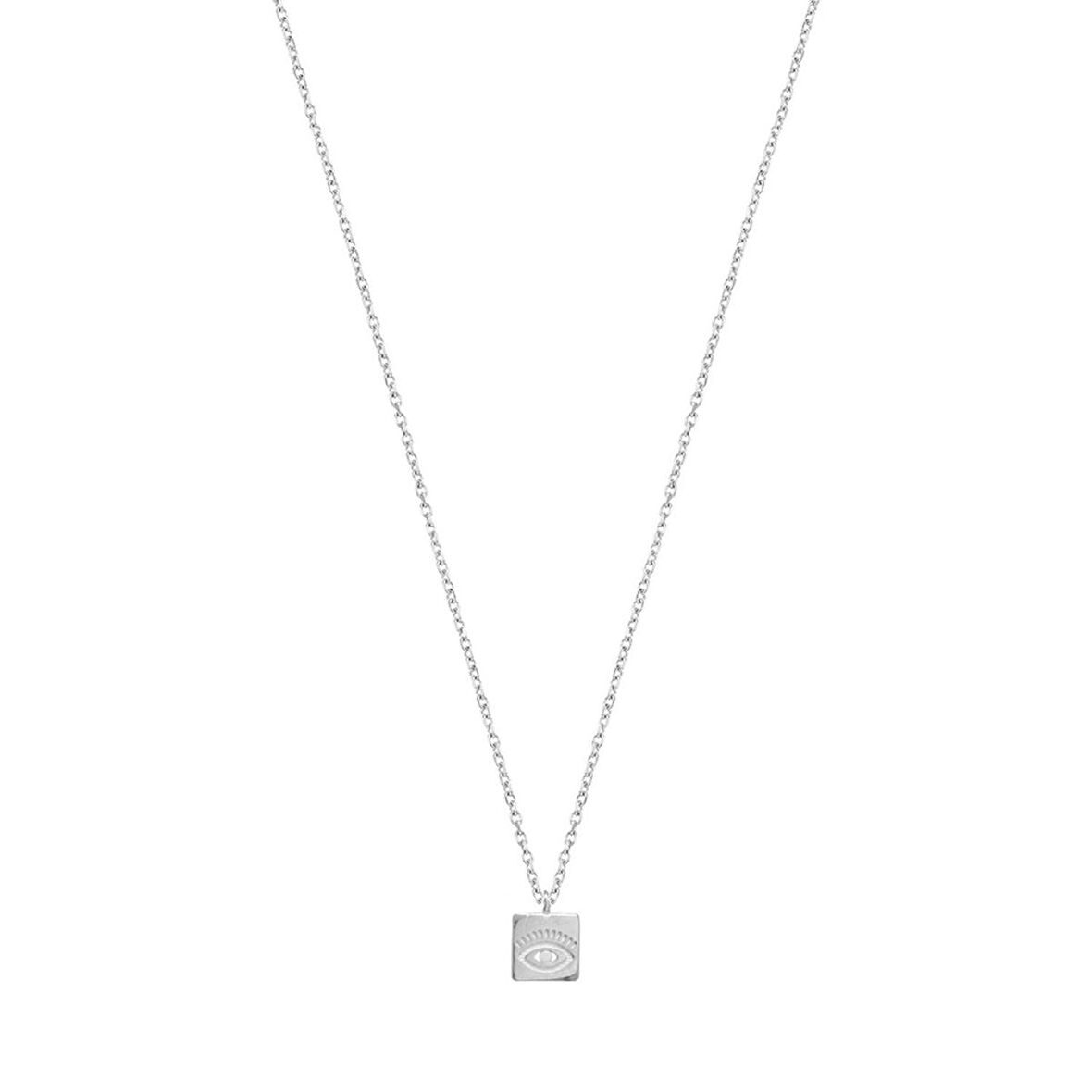 Zirkon Taşlı Pırlanta Montür Göz Desenli Gümüş Kaplama Gümüş Kolye