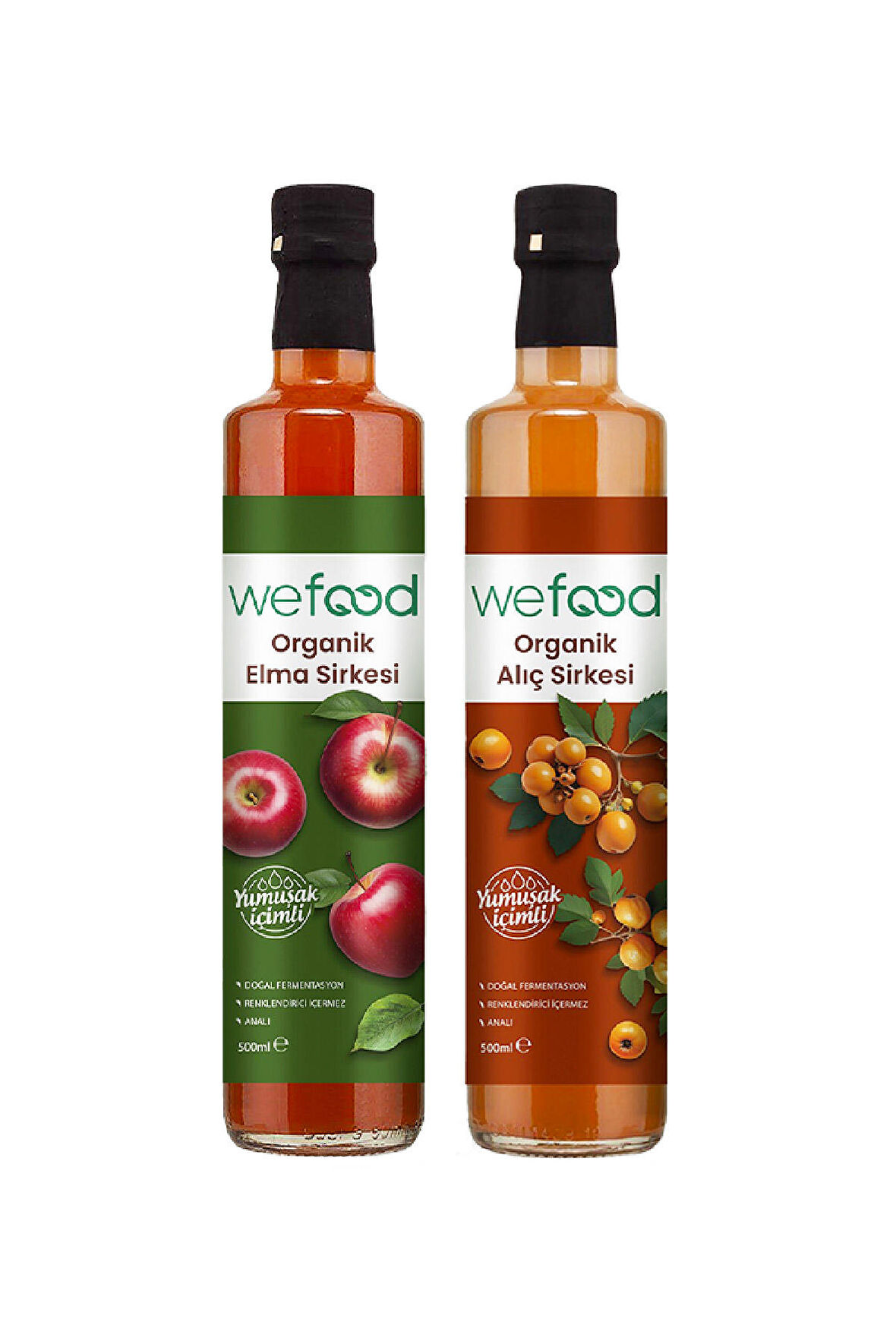 Wefood Organik Alıç Sirkesi 500 ml + Wefood Organik Elma Sirkesi 500 ml
