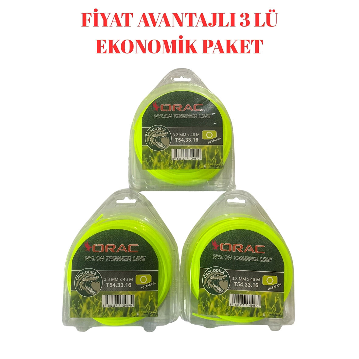 Orak 3,3 mm 6 Köşeli Tırpan Misinesi Misinası 46 M. 3 Adet