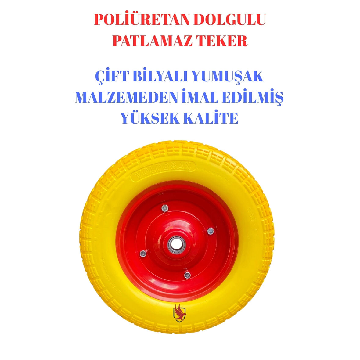 Adige Çift Bilyalı Patlamayan Yumuşak Dolgulu El Arabası Tekeri