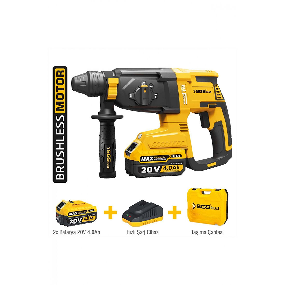 Sgs 5521 Şarjlı Kırıcı Delici Matkap Seti 20 Volt 4 Ah Kömürsüz Motor