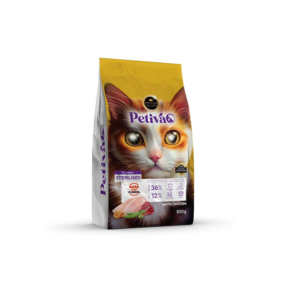 Petiva Kısırlaştırılmış Tavuklu Kedi Maması 500 G