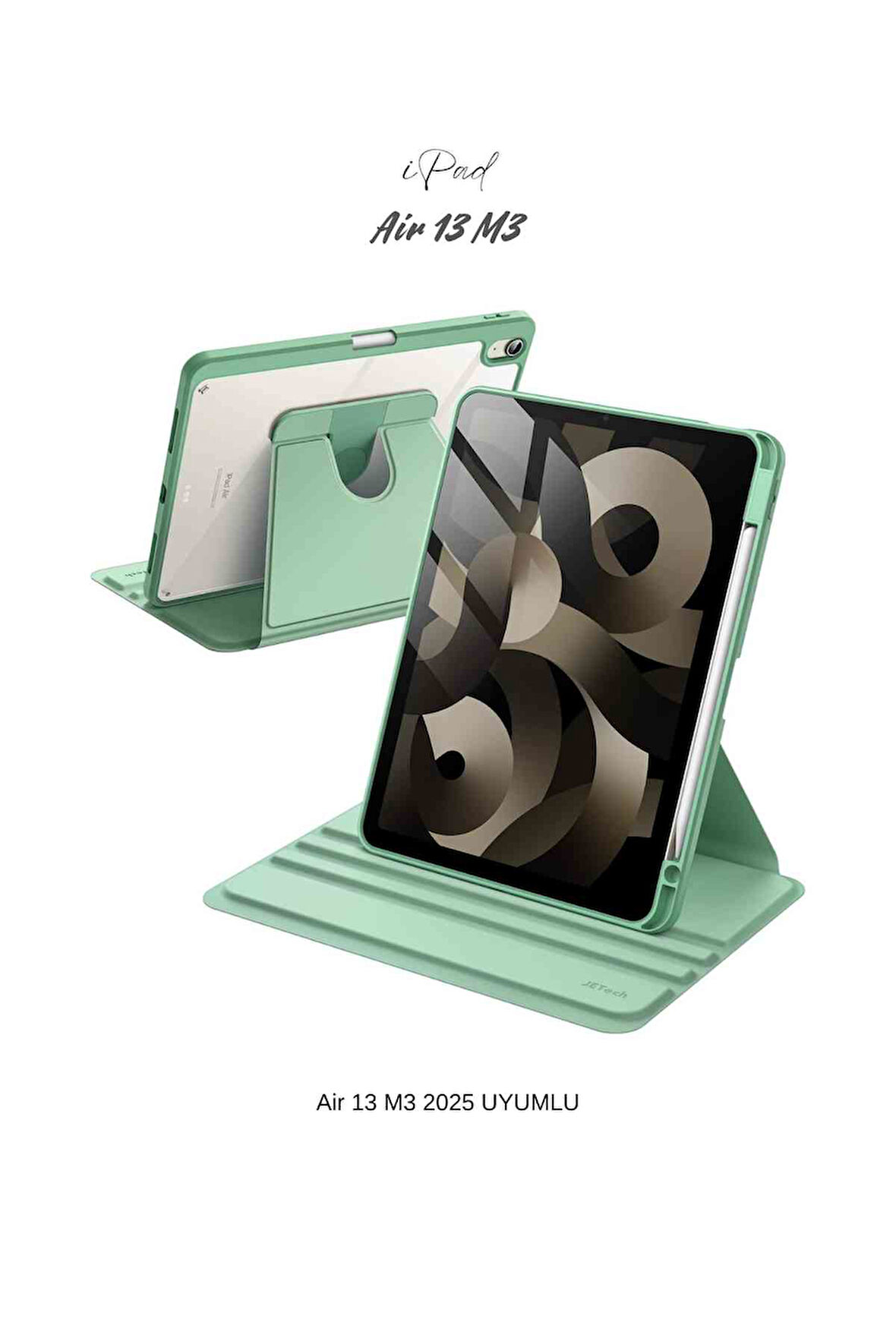 iPad Air 13 2025 M3 Çip Uyumlu 360° Dönebilen Yatay Dikey Standlı Fuchsia Pino Tablet Kılıfı