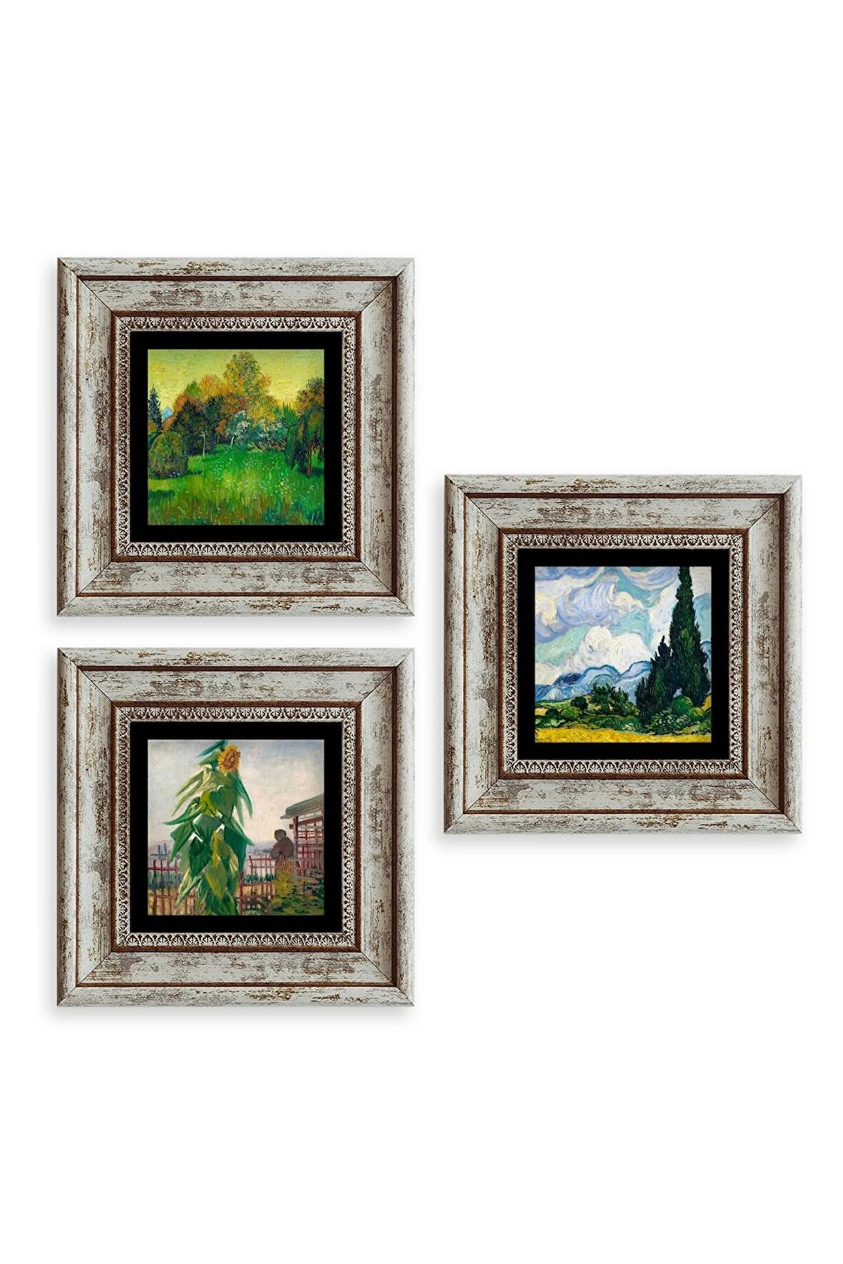 Doğa 3 lü Set Çerçeveli Taş Tablo