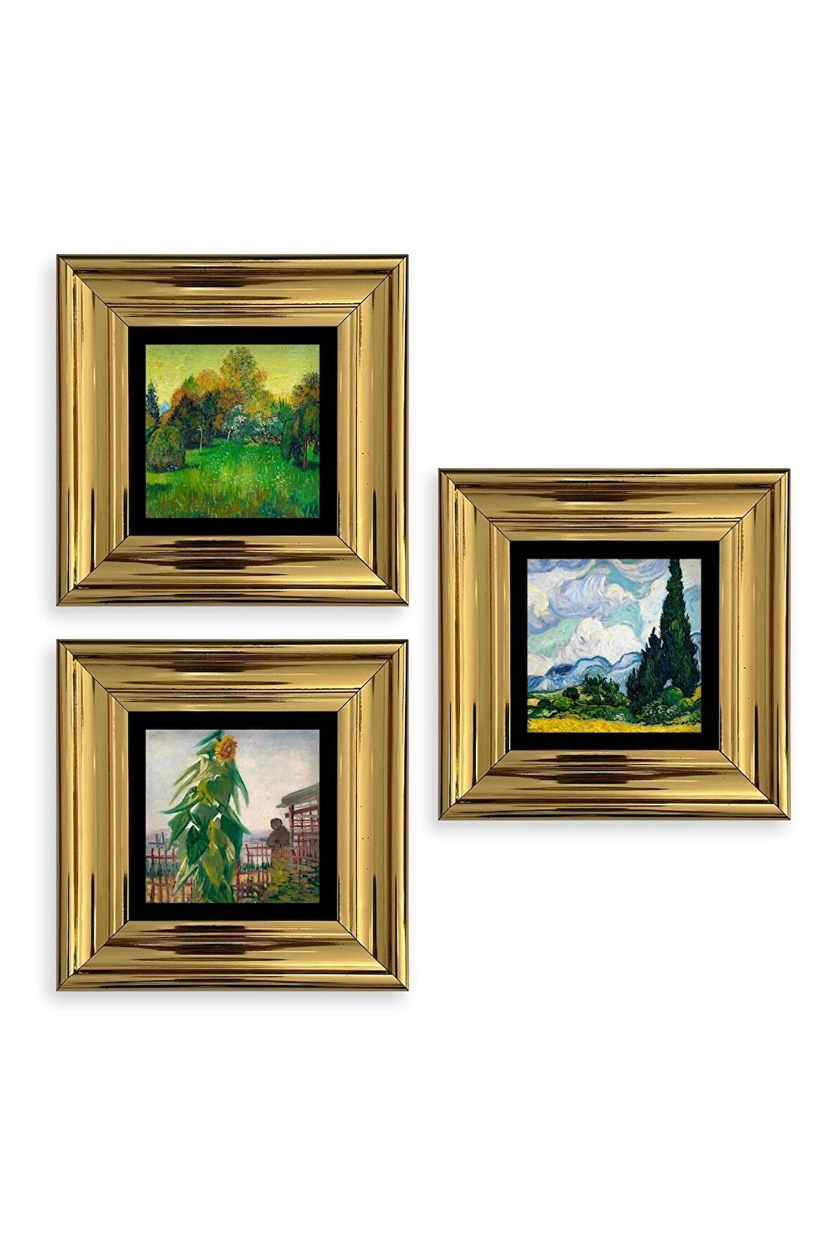 Doğa 3 lü Set Çerçeveli Taş Tablo