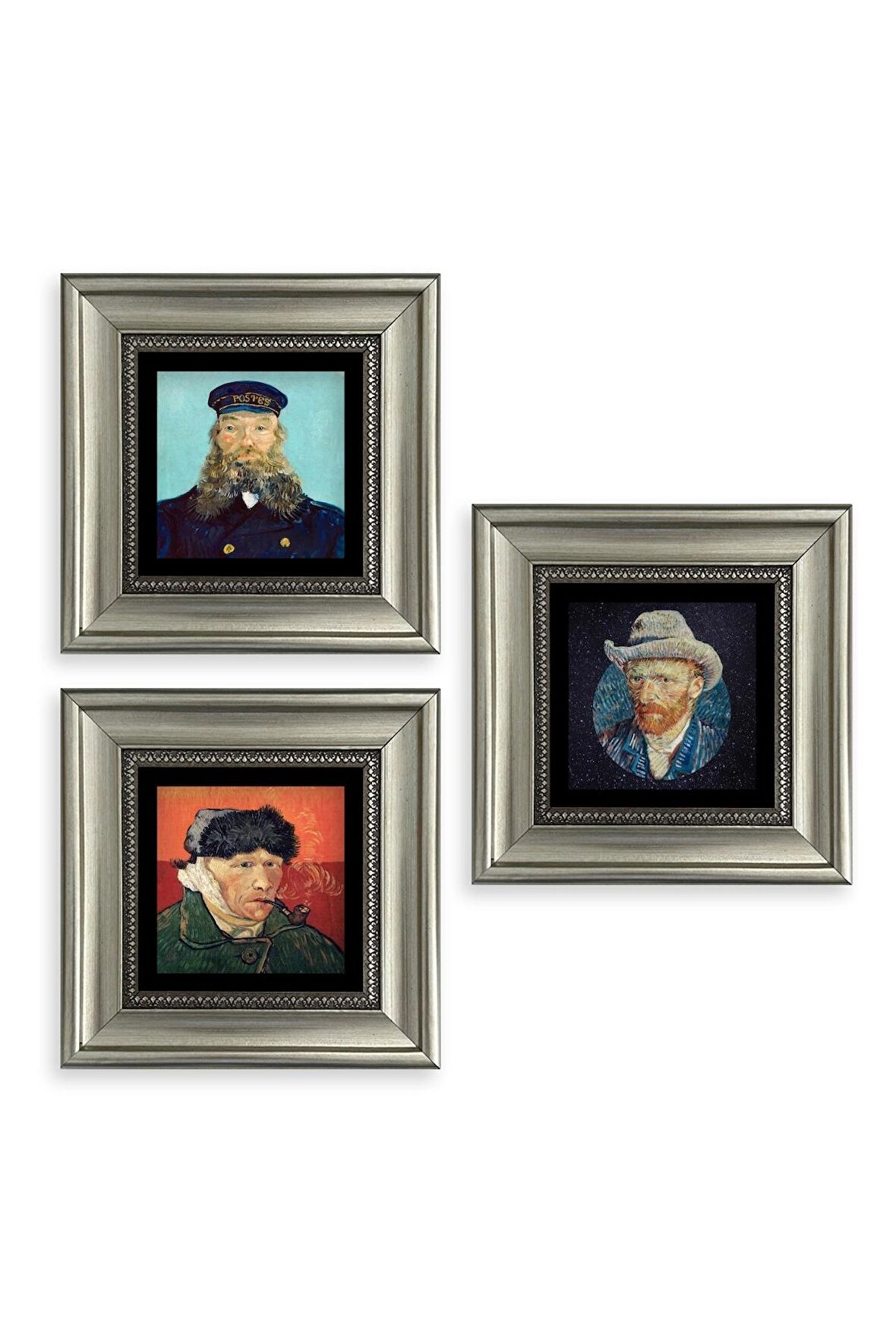 Van Gogh 3 lü Set Çerçeveli Taş Tablo