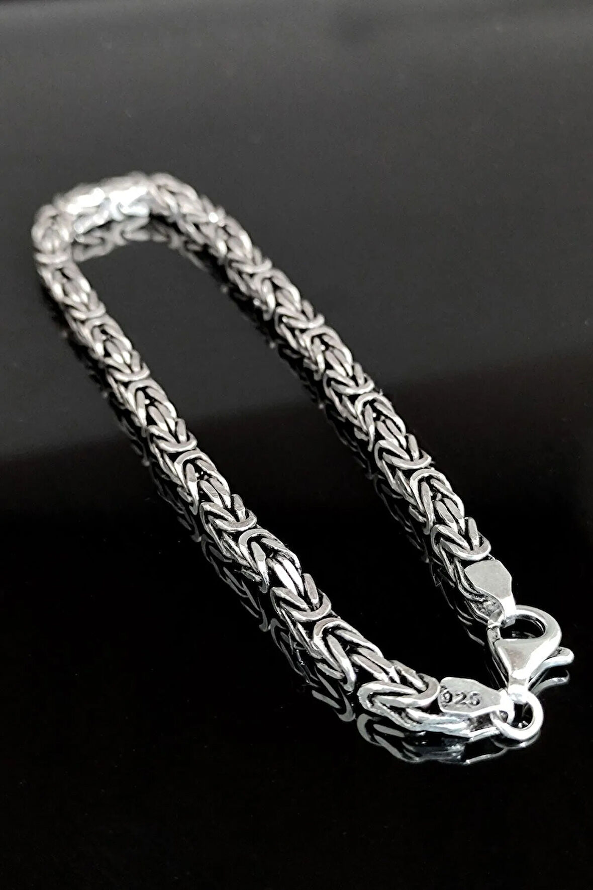 6mm Kare Model Erkek 925 Ayar Gümüş Kral Bileklik Künye 249540202