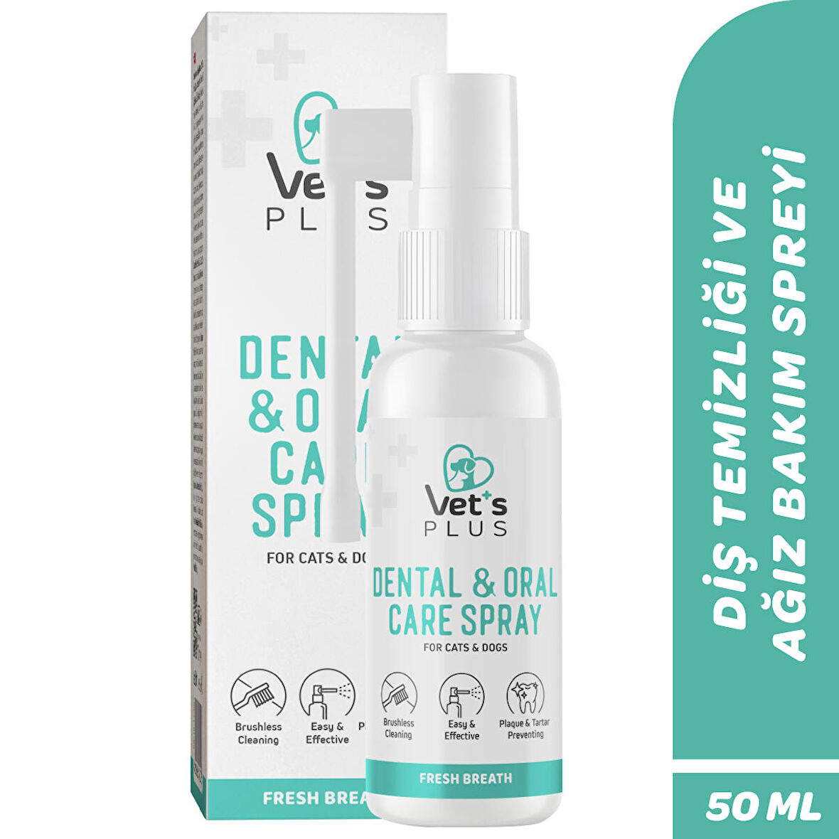 Vet's Plus Kedi ve Köpekler İçin Diş ve Ağız Bakım Spreyi 50ml