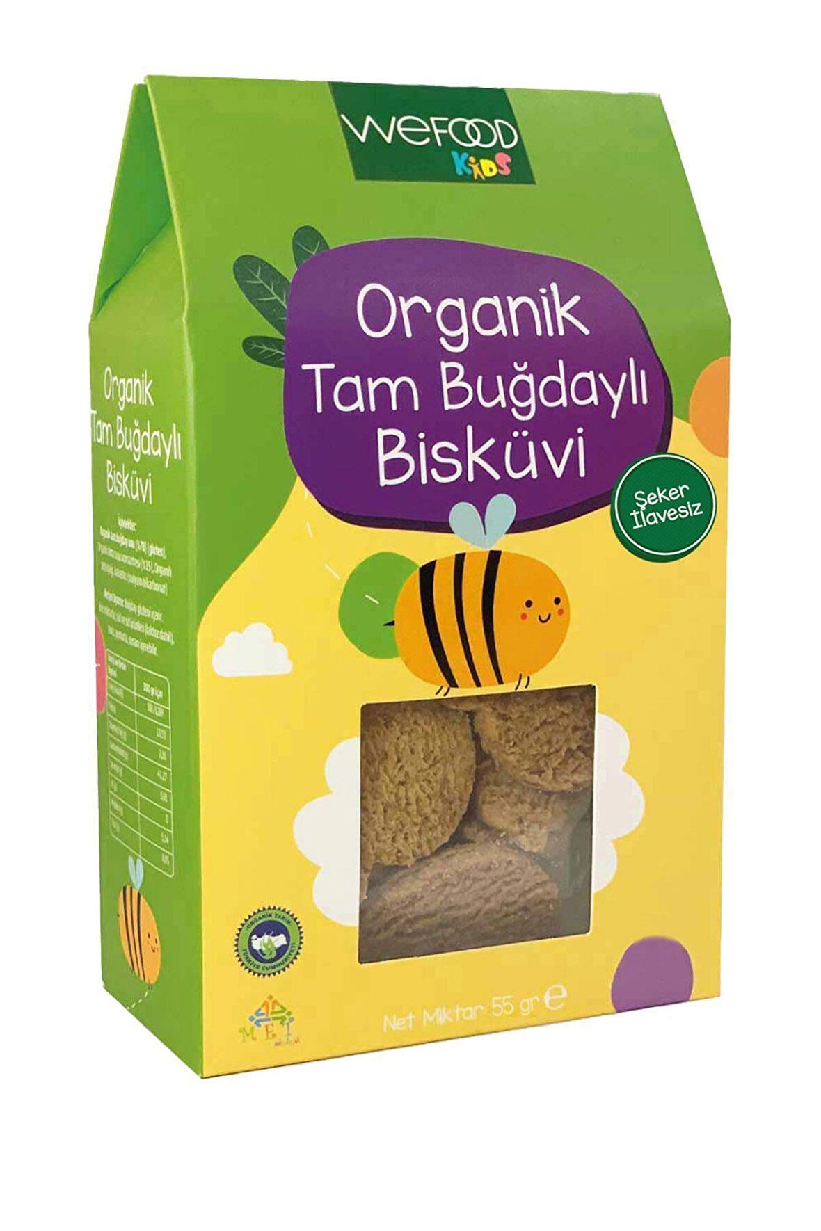 Kids Organik Tam Buğdaylı Bisküvi 55 Gr 3'lü