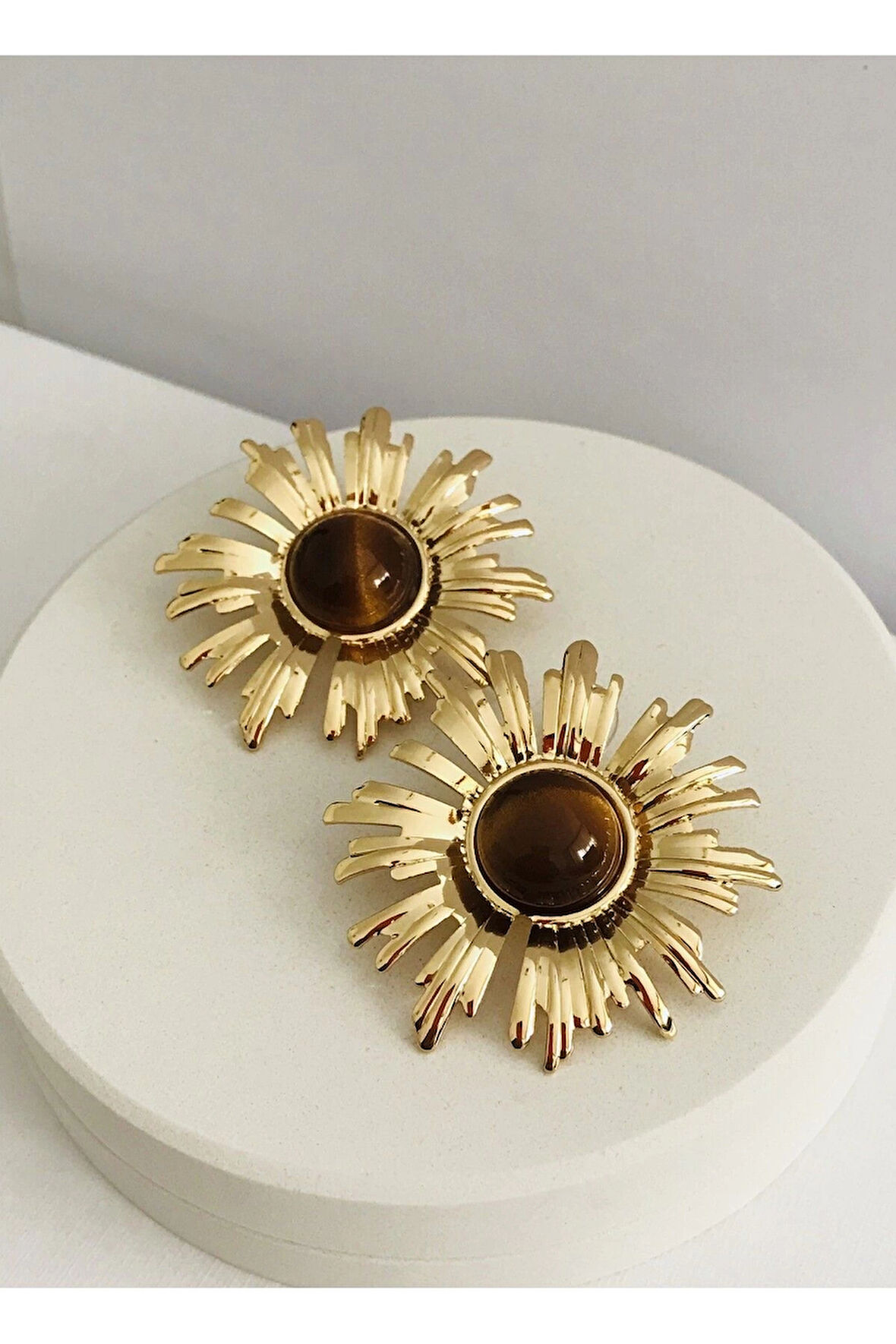 Çelik Sunflower Küpe