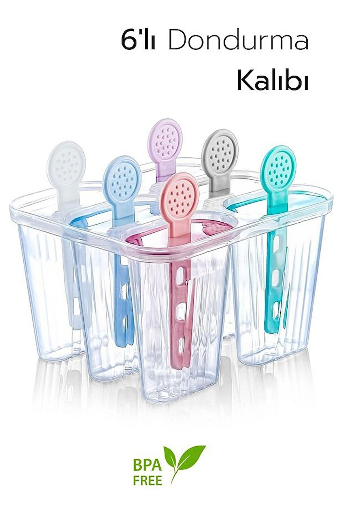 6 Bölmeli Dondurma Kalıbı ve Çubukları - BPA Free | 7,5 x 5,5 x 3 cm