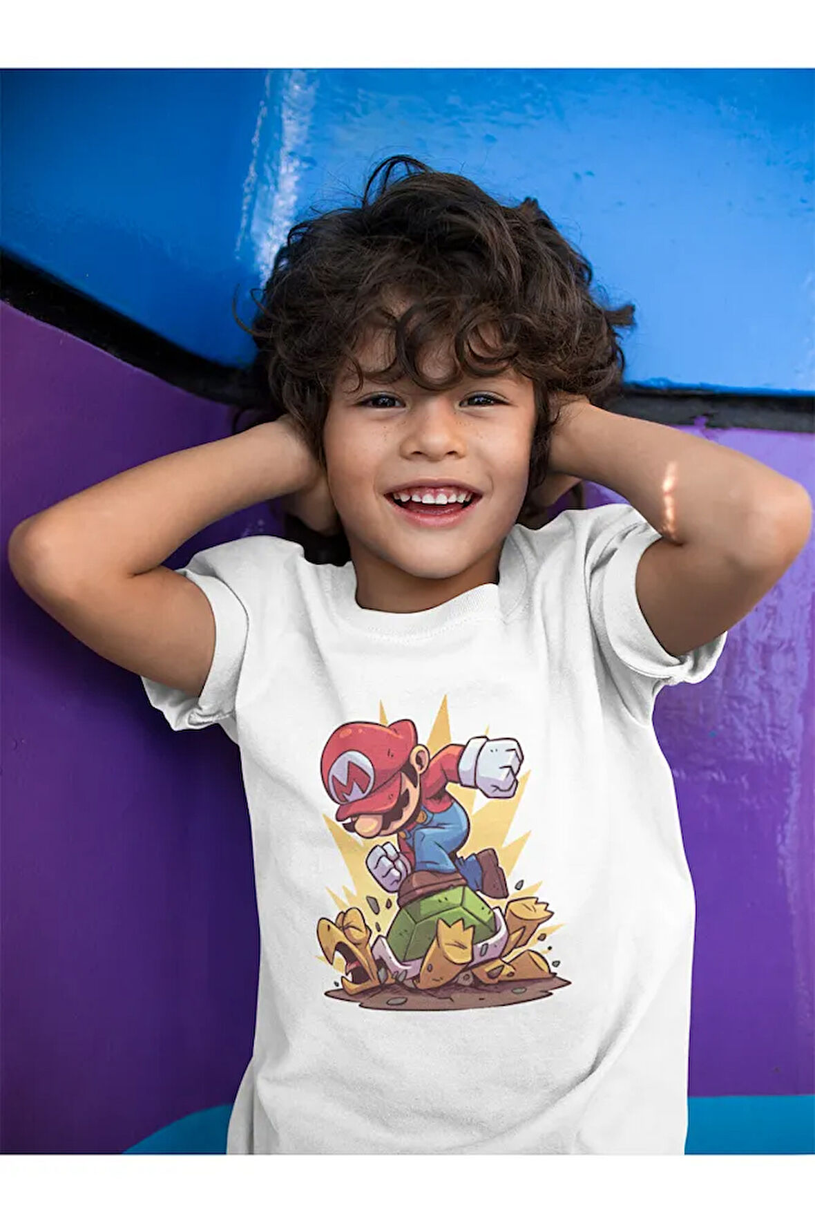 Tasarım Süper Mario Baskılı Unisex Oyun Çocuk Tişört (1-12 YAŞ)