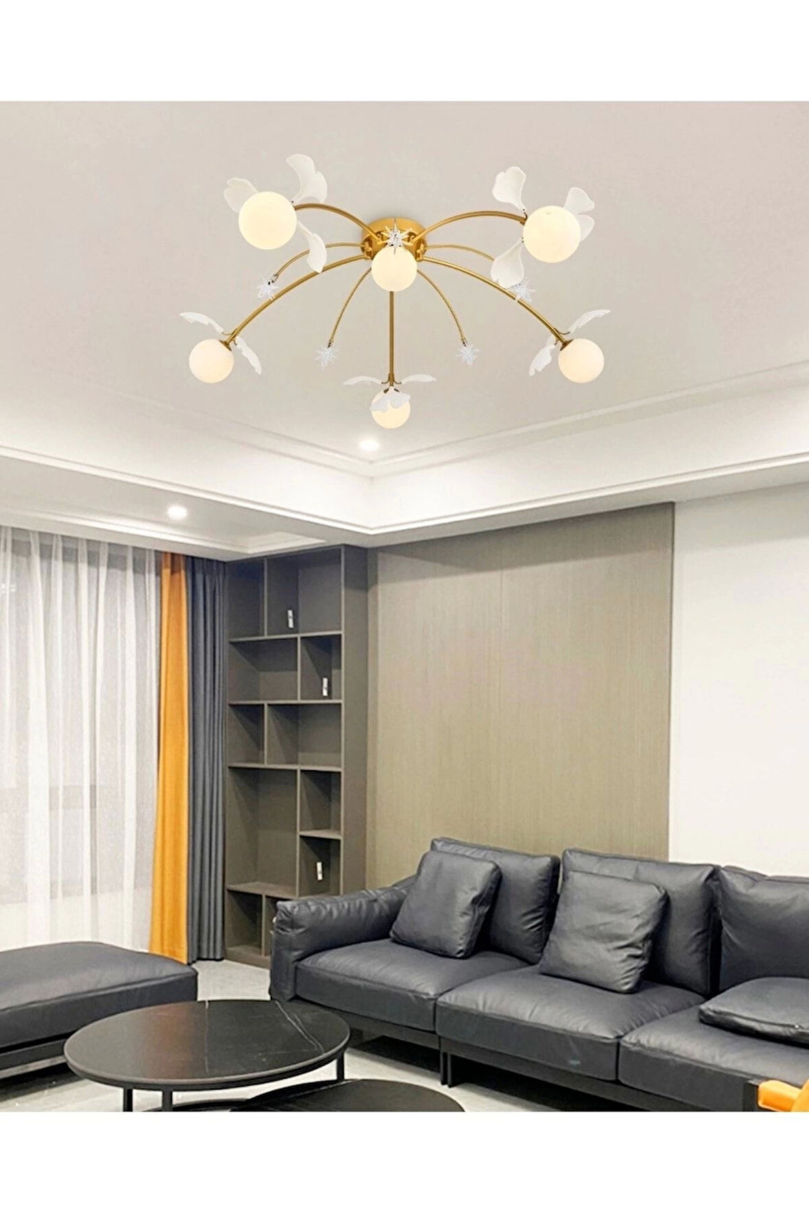 Ivy 6 Lı Plafonyer Sarı Salon Avize