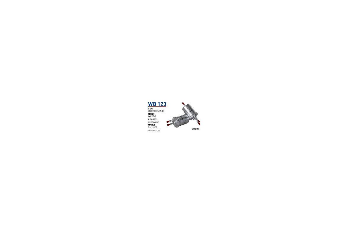 YAKIT FİLTRESİ VOLKSWAGEN GOLF V 1.4 16V 2005- 4.0 6Q0201051A-CWUN