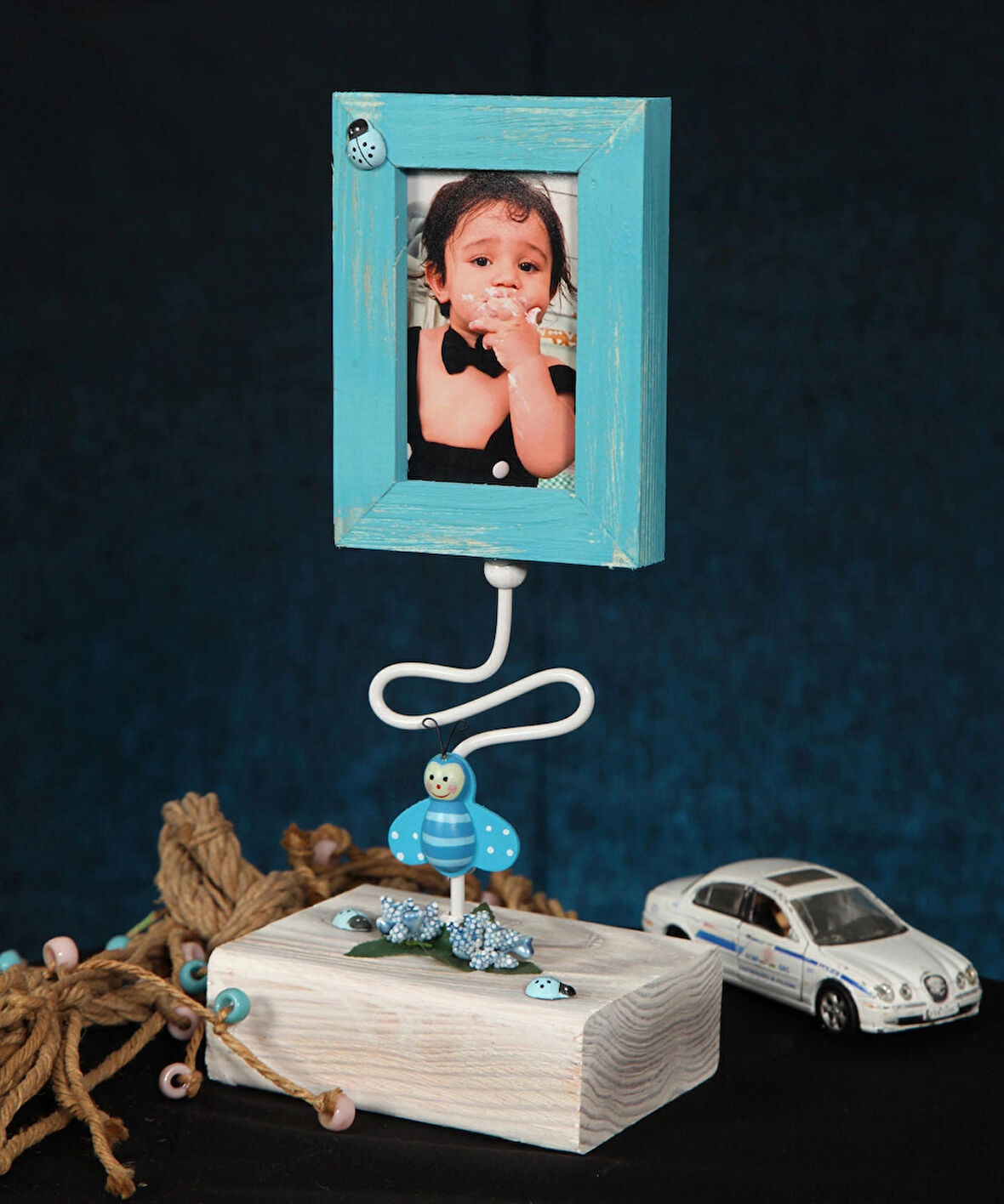 AHŞAP TEKLİ 6X9 CM ÇERÇEVE MAVİ RENK