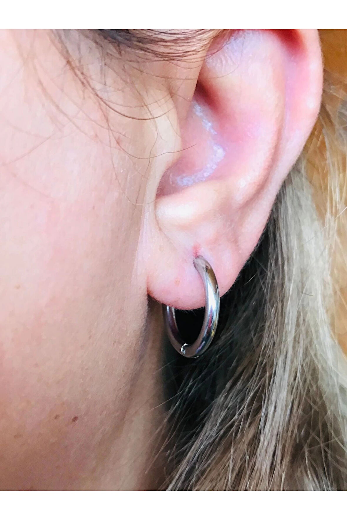 Unisex Cerrahi Çelik Kararmaz Kalın Spor Halka Küpe