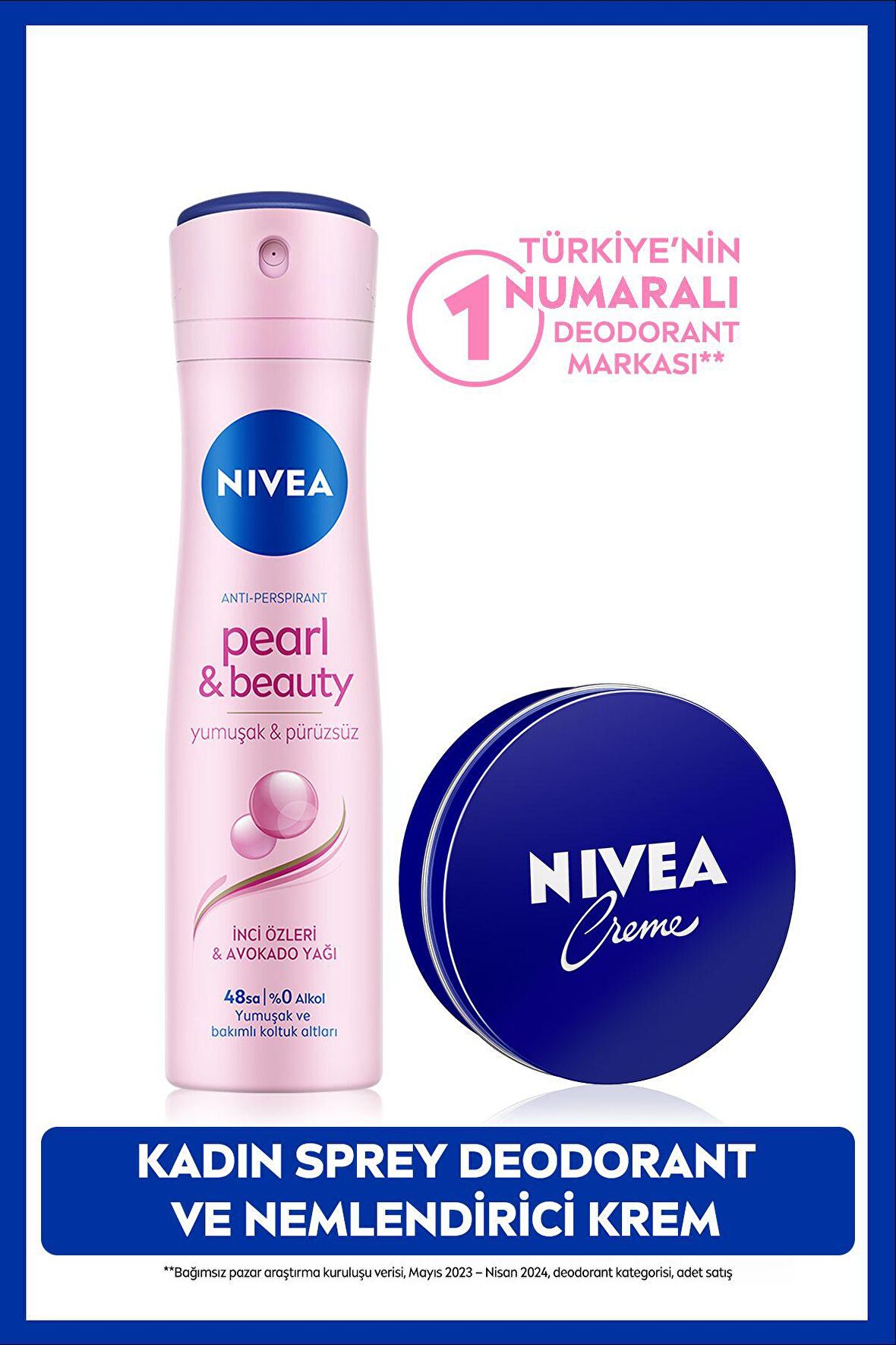 Nivea Creme Nemlendirici 30ml ve Kadın Sprey Deodorant Pearl&Beauty 150ml, 48 Saat Terleme Karşıtı