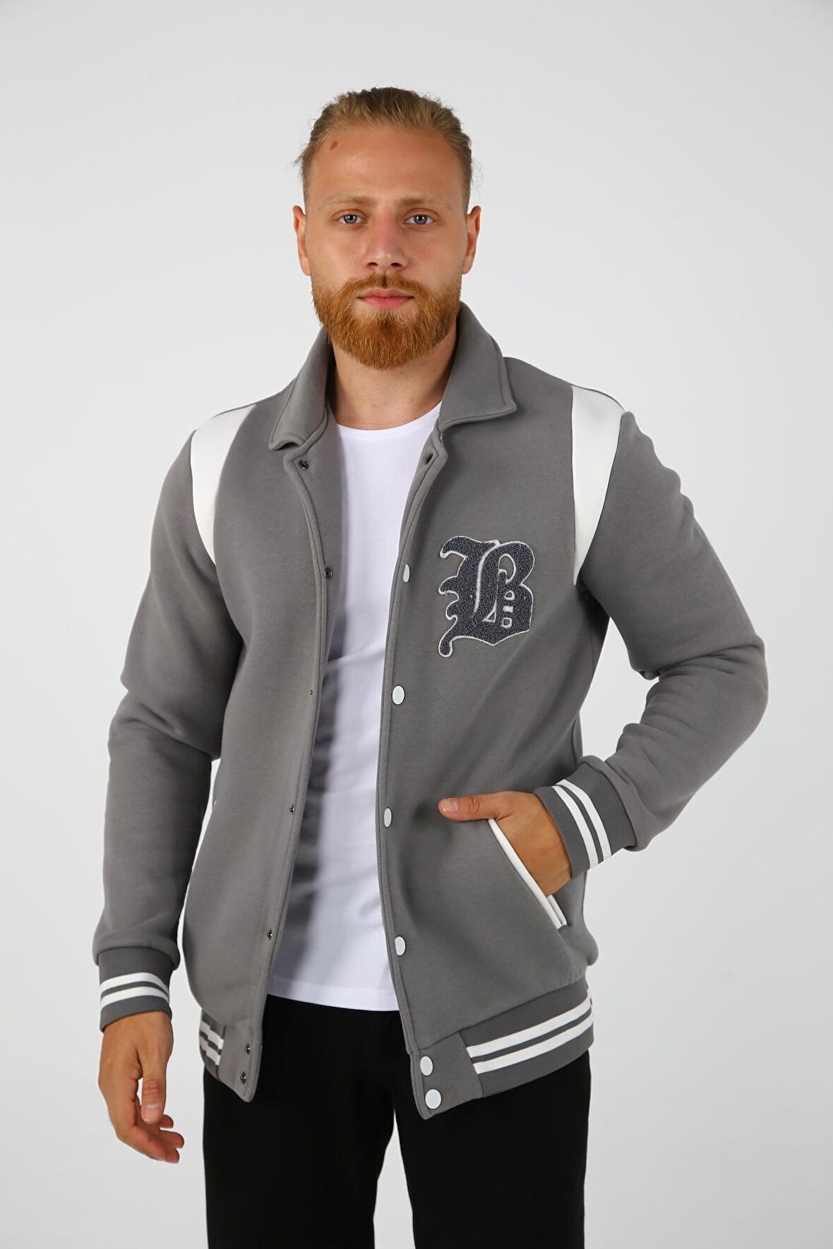 BRG Gri Erkek Kolej Regular Fit Ceket