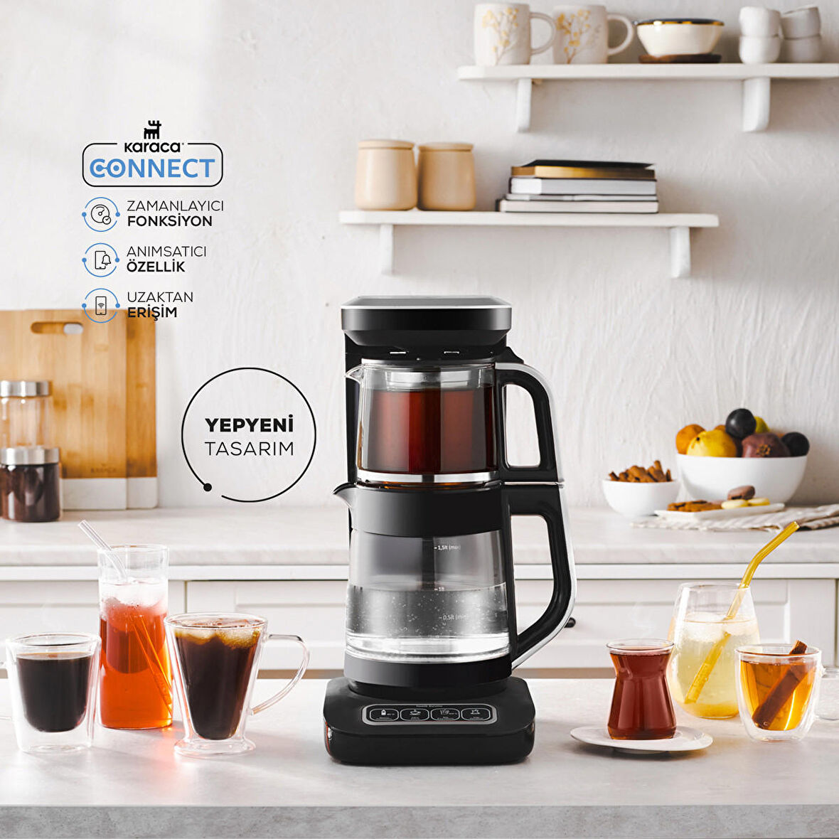 Karaca Robotea Pro Connect 4 in 1 Konuşan Cam Çay Makinesi Silver