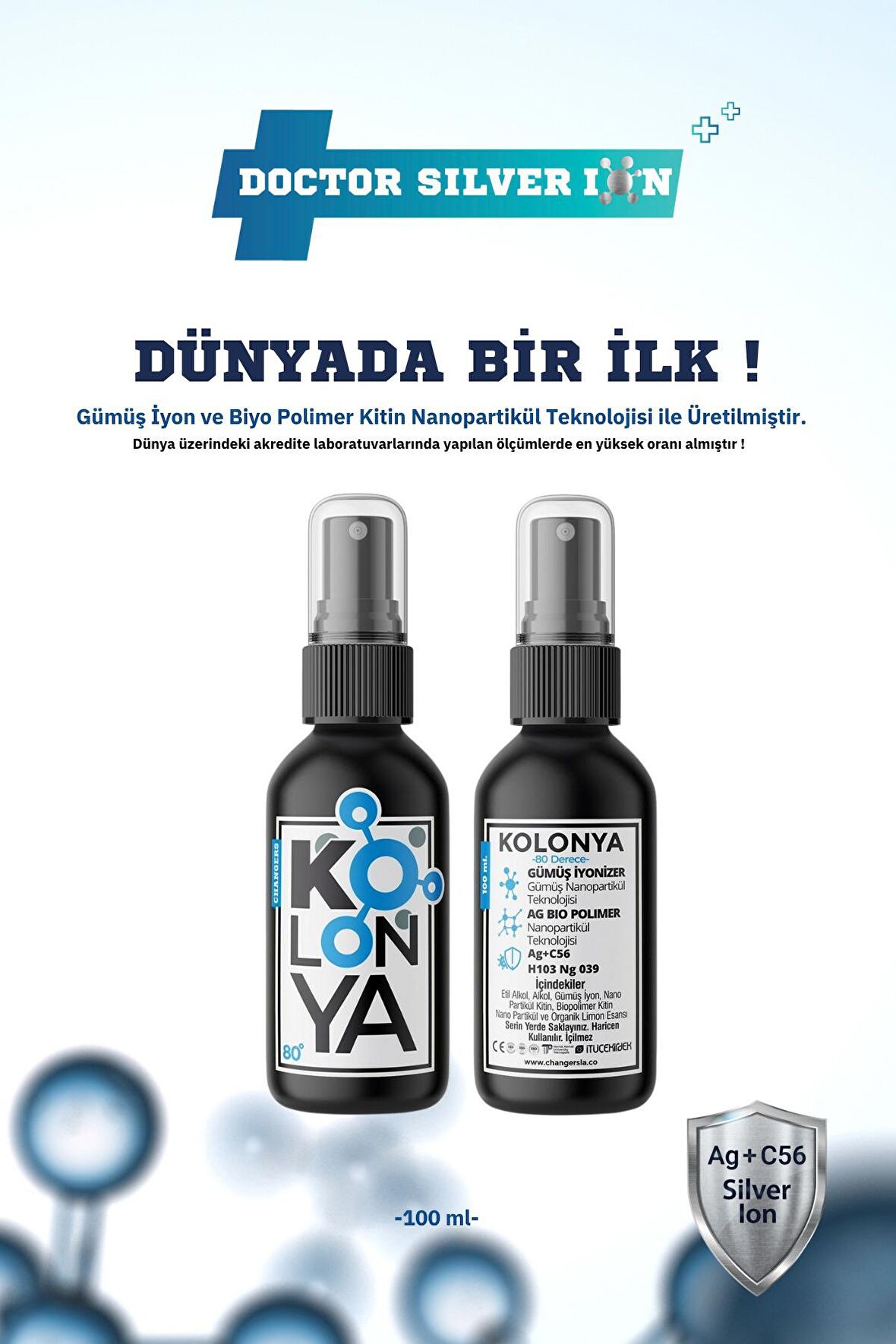 Gümüş İyonlu Dezenfektan Kolonya 100 ml