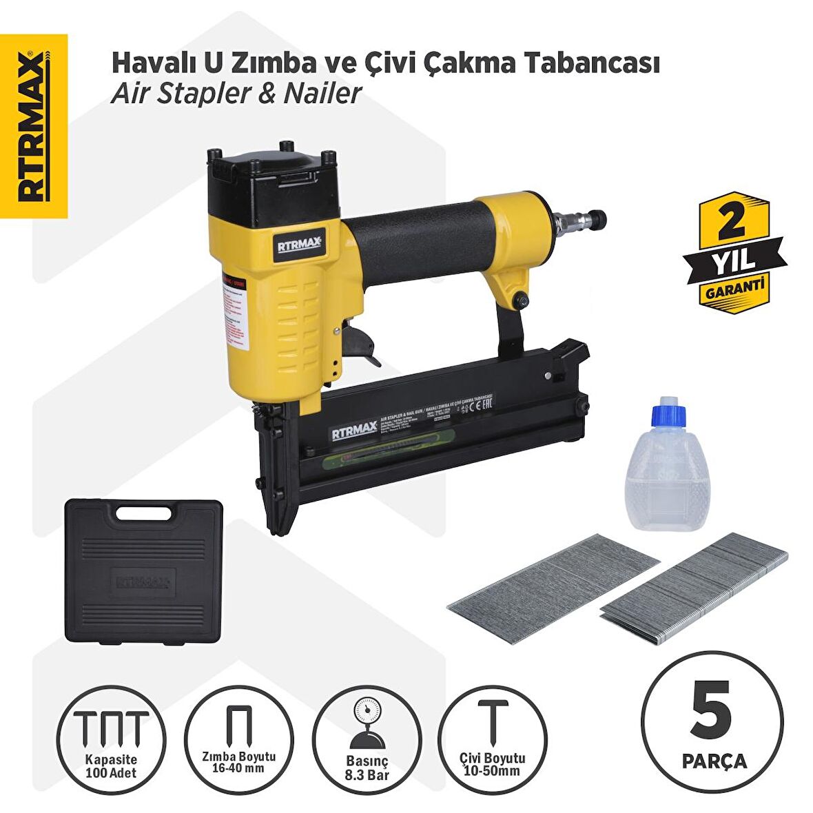 Rtrmax Rtm0124 Havalı Zımba  Çivi Çakma Tabancası 