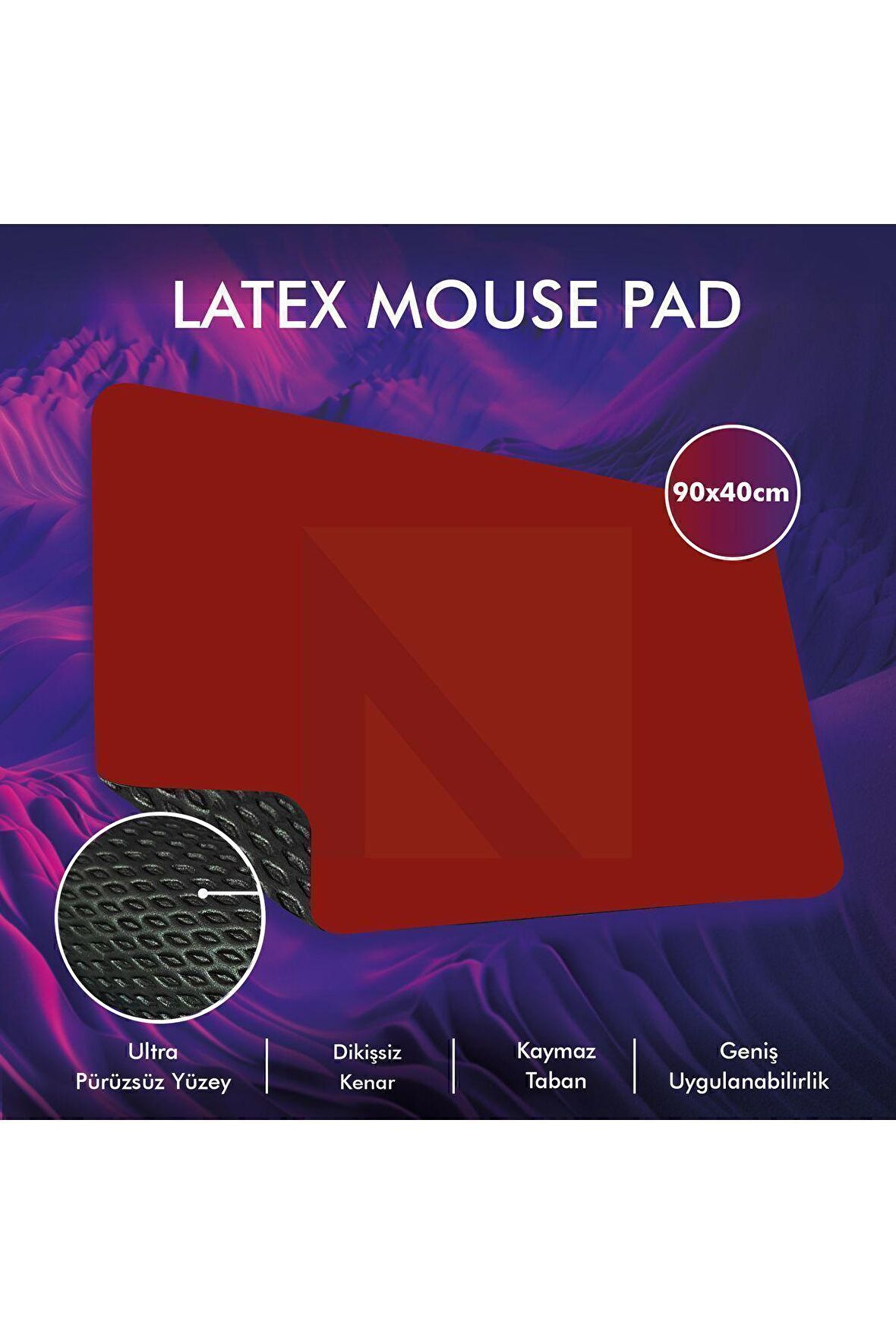 MP05 - 90x40 2xLarge Kırmızı Gaming Mousepad | Kaymaz Taban, Oyuncu Gamepad, Ev,Ofis,Oyun Masa Matı