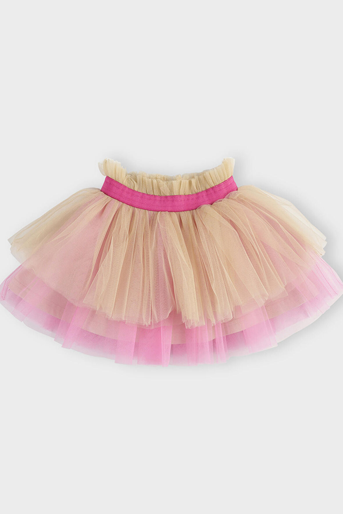 Panço Kız Çocuk Çok Renkli Katlı Tütü Etek Fuşya
