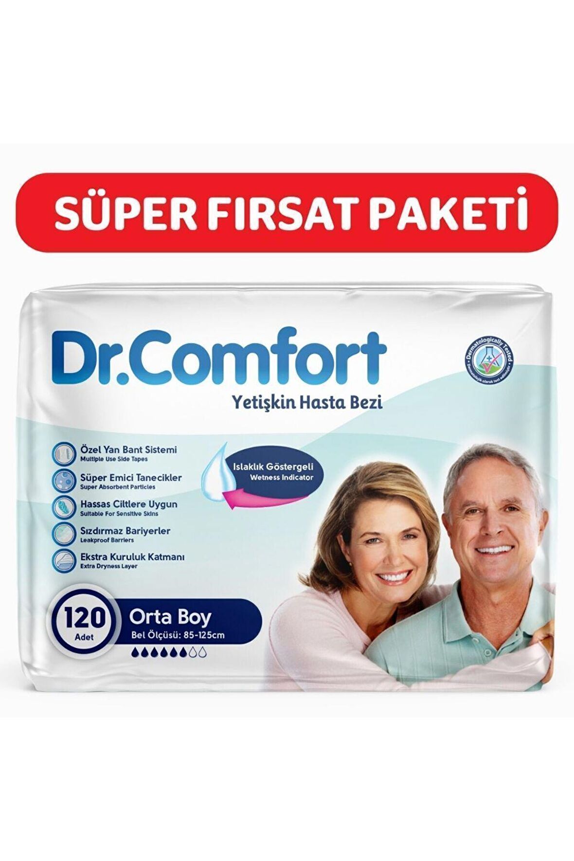 Yetişkin Bel Bantlı Hasta Bezi Medium 30'lu 4 paket 120 adet