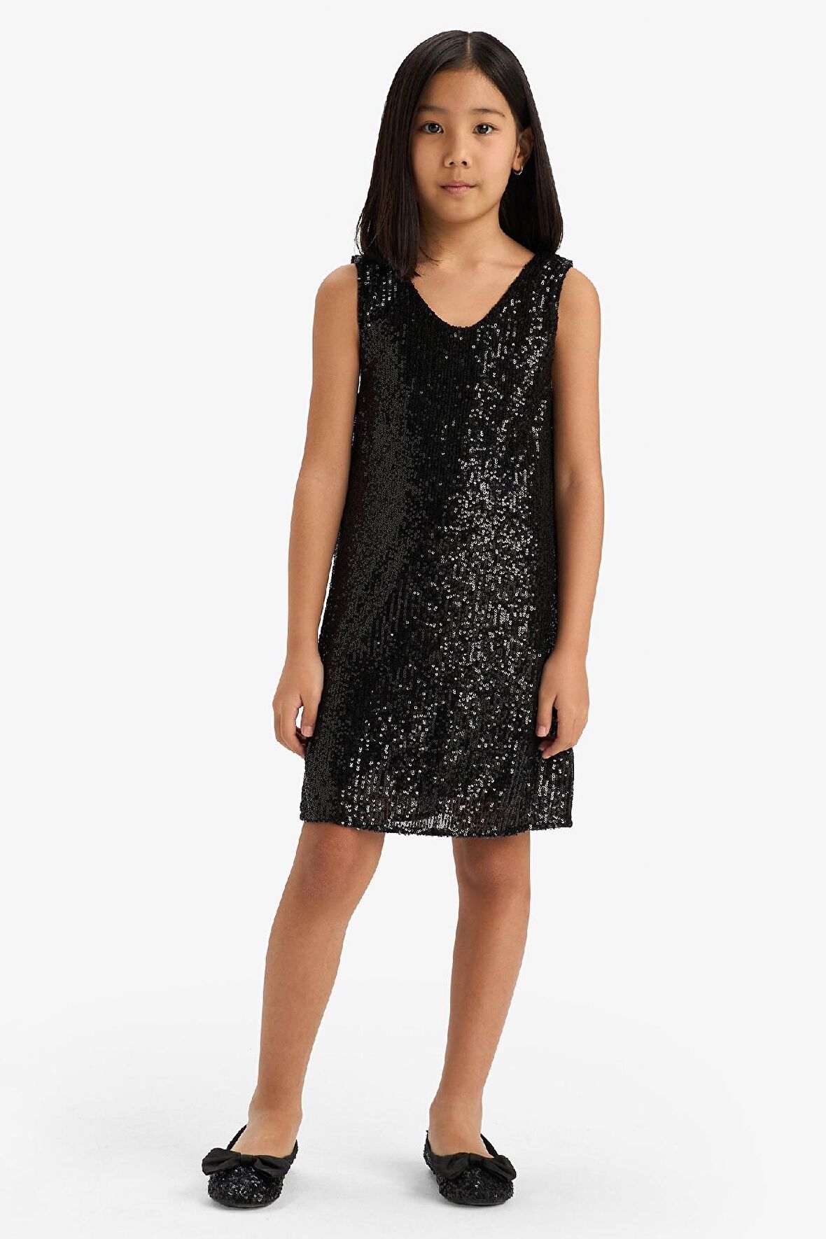 DeFacto Kız Çocuk Kolsuz Payetli Elbise D5740A824WNBK27