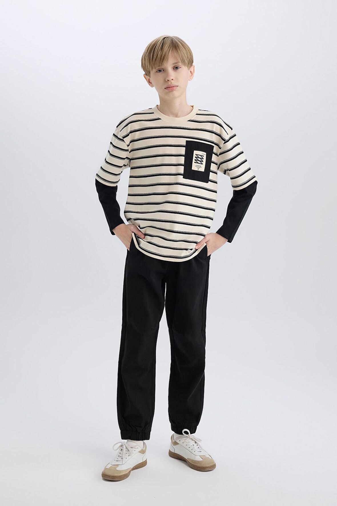 DeFacto Erkek Çocuk Jogger Fit Jogger Paça Gabardin Pantolon B6713A825SMBK81