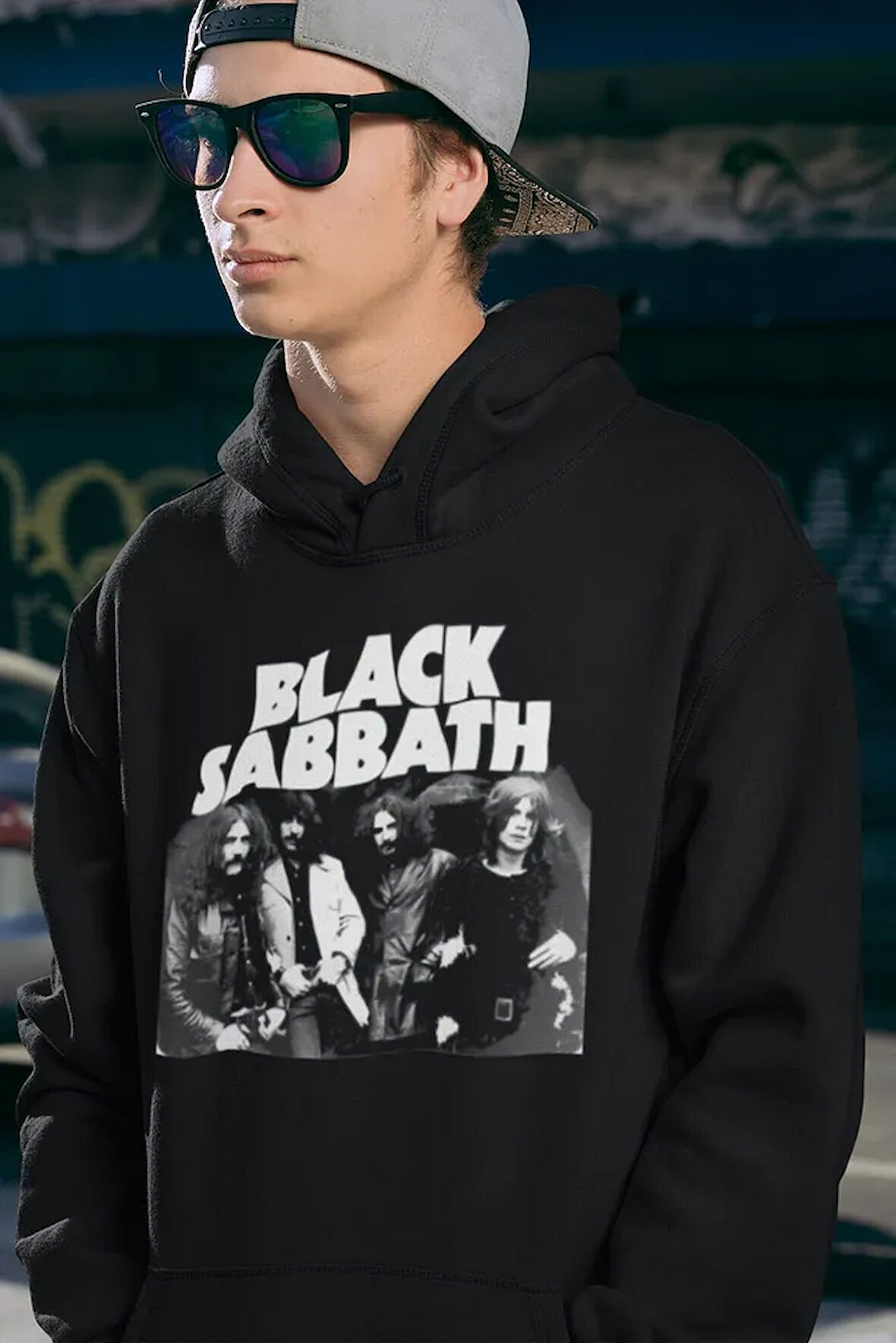 Müzik Grubu Black Sabbath Baskılı Unisex Oversize Rock Metal Hoodie