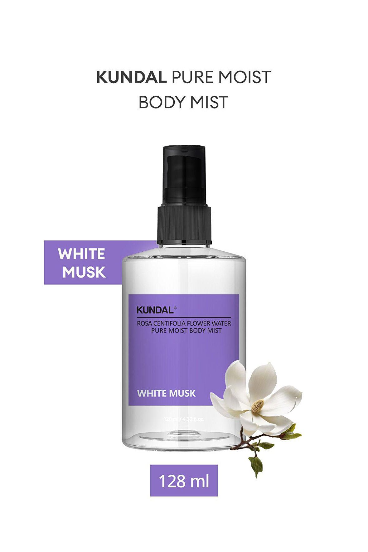 Nemlendirici Vücut Misti KUNDAL Pure Moist Body Mist 128ml (White Musk)