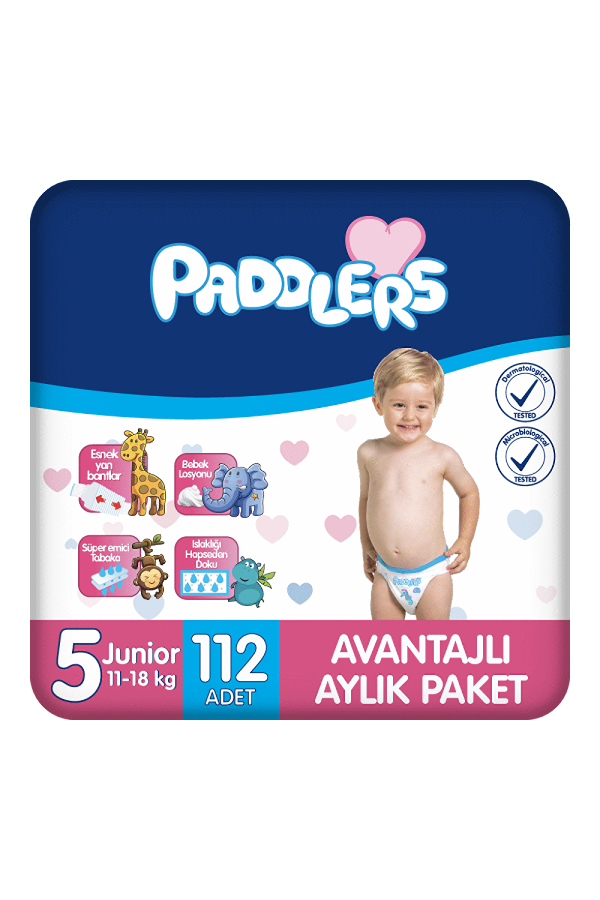 Paddlers Bebek Bezi 5 Numara Junior 112 Adet (11-18 Kg) Aylık Paket