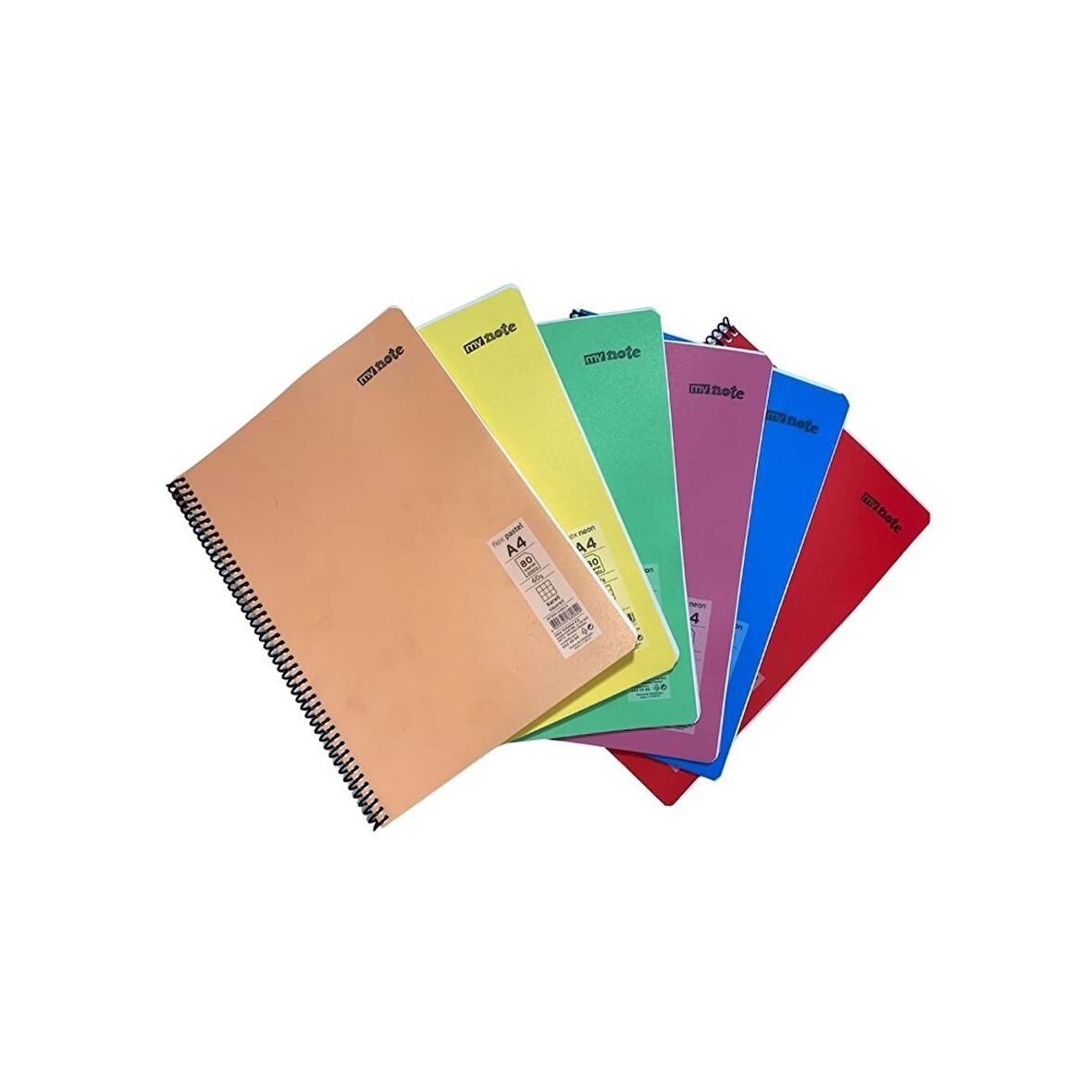 MY NOTE FLEX NEON DEFTER A4 SİRALLİ 80 YP KARELİ