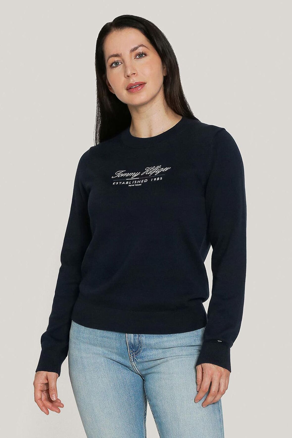 Kadın Yazı Logolu Kazak - Lacivert | M